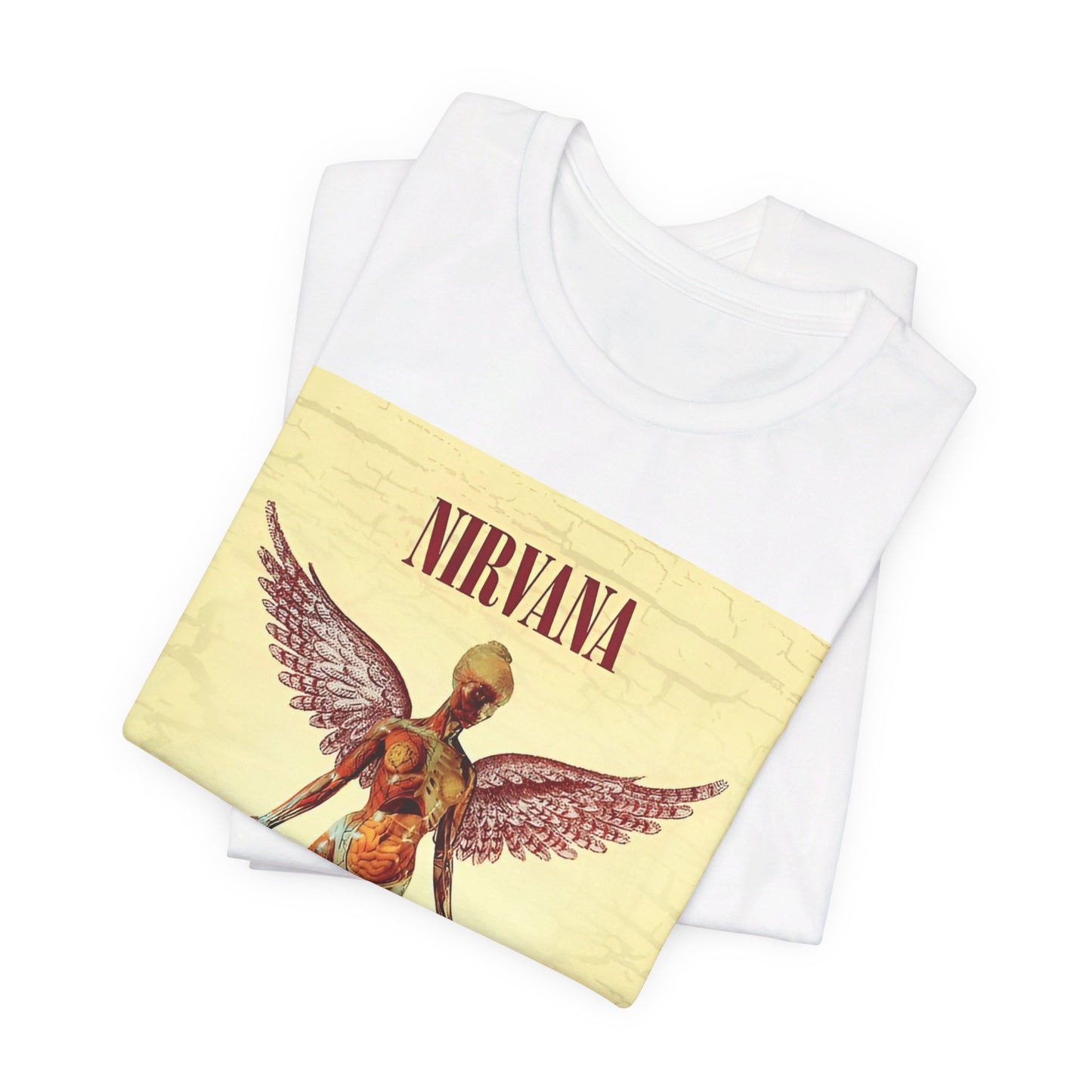 A black graphic t-shirt featuring a graphic related to Nirvana's 'In Utero' album.