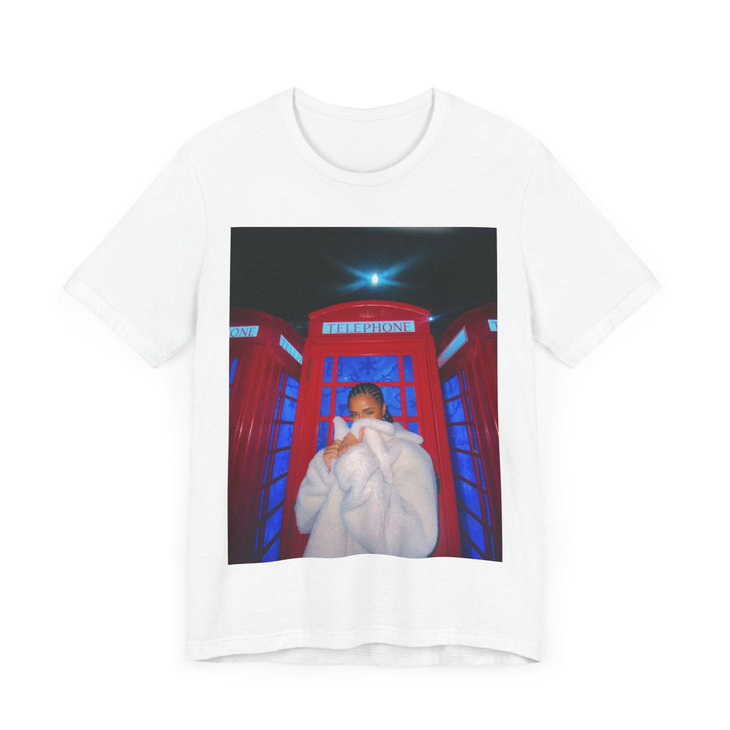 A black graphic t-shirt featuring a rhythmic dance pop graphic of Tyla.
