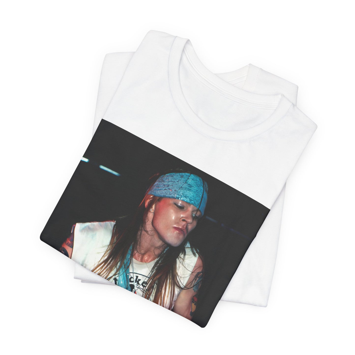 A black graphic t-shirt featuring a graphic related to Guns N' Roses' "Welcome to the Jungle" song or era.