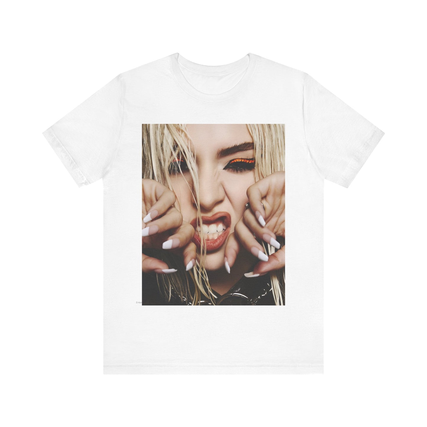 A black graphic t-shirt featuring a graphic of Ava Max with a pop punk aesthetic, possibly with bold lines, vibrant colors, or edgy elements.