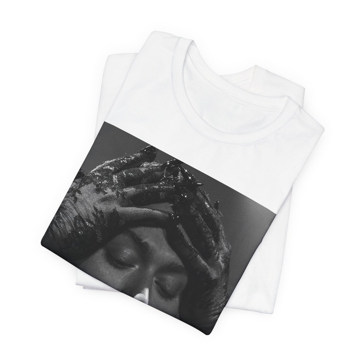 A black graphic t-shirt featuring a black and white graphic or photo of Sam Smith performing live on stage.