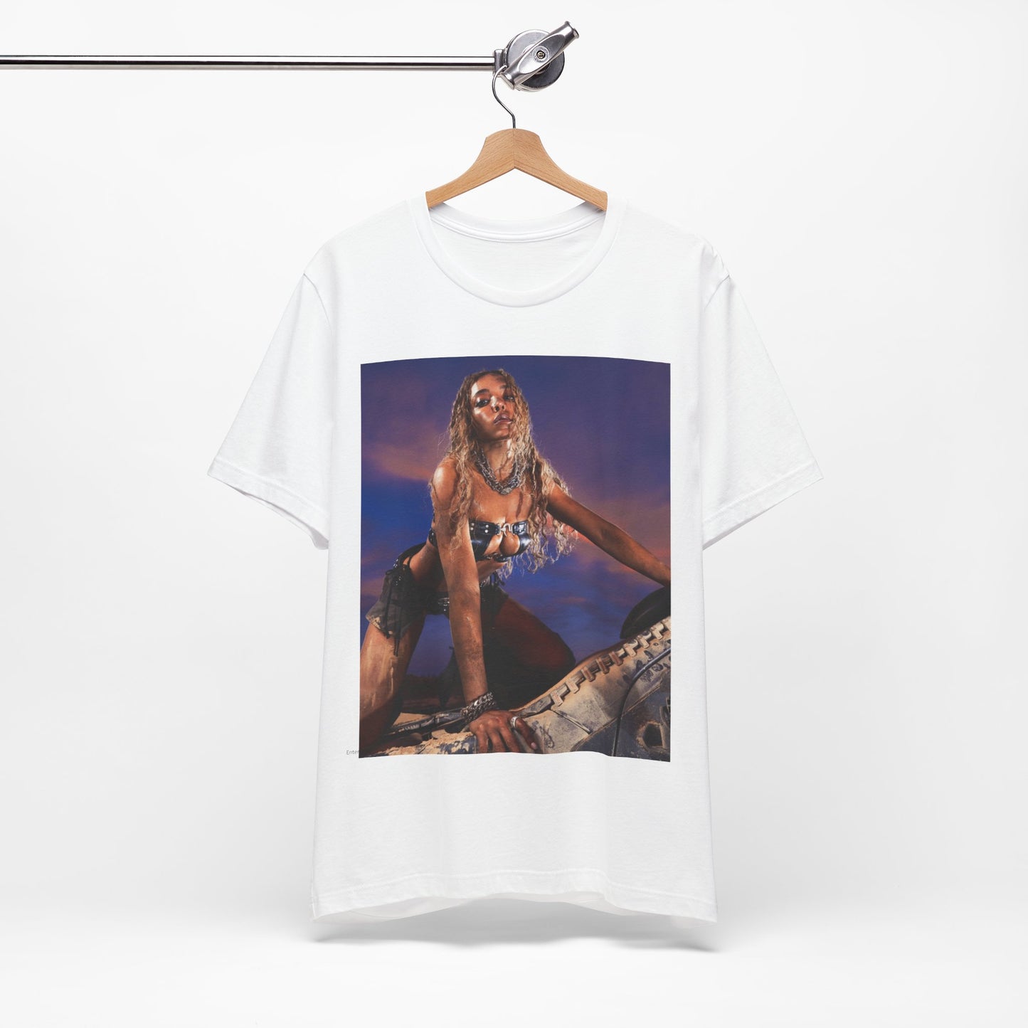 A black graphic t-shirt featuring a vintage graphic related to Tinashe's 'Nasty' era.