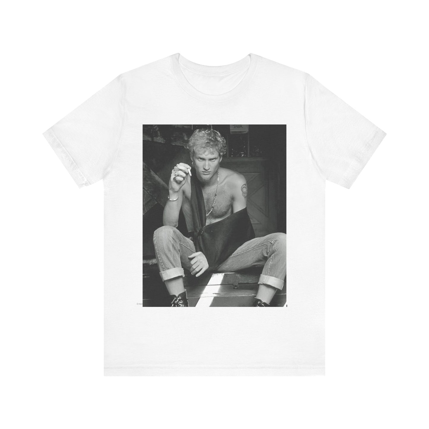 A black graphic t-shirt featuring a 90s-style graphic of Layne Staley from Alice In Chains, possibly a portrait or performance image.