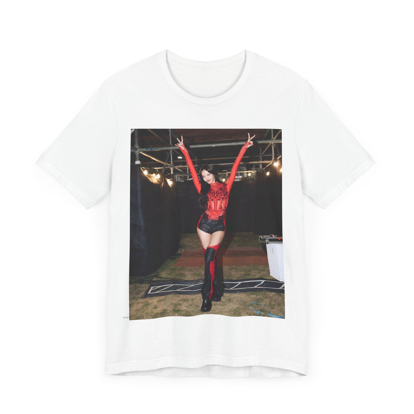 A black graphic t-shirt featuring a classic graphic of Lisa as a Blackpink rapper.