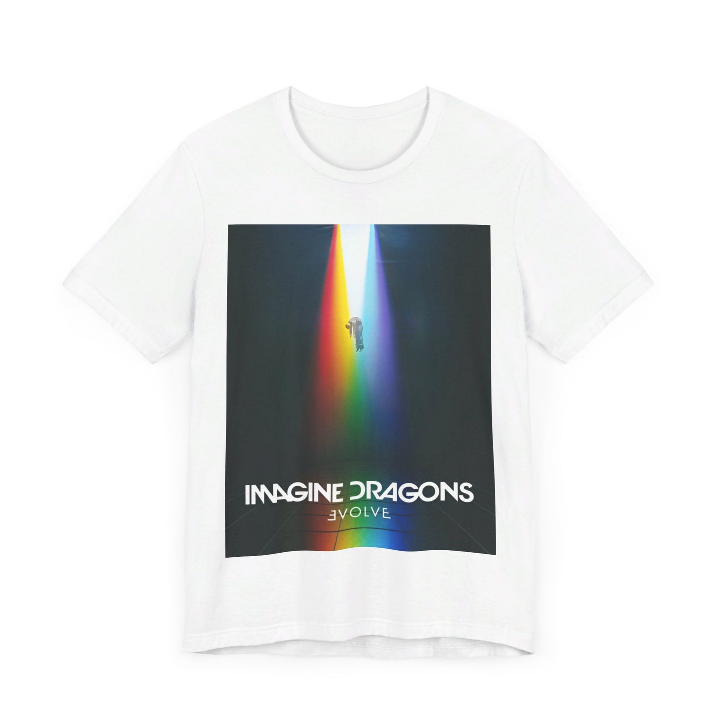A black graphic t-shirt featuring a graphic related to Imagine Dragons' 'Evolve' album.
