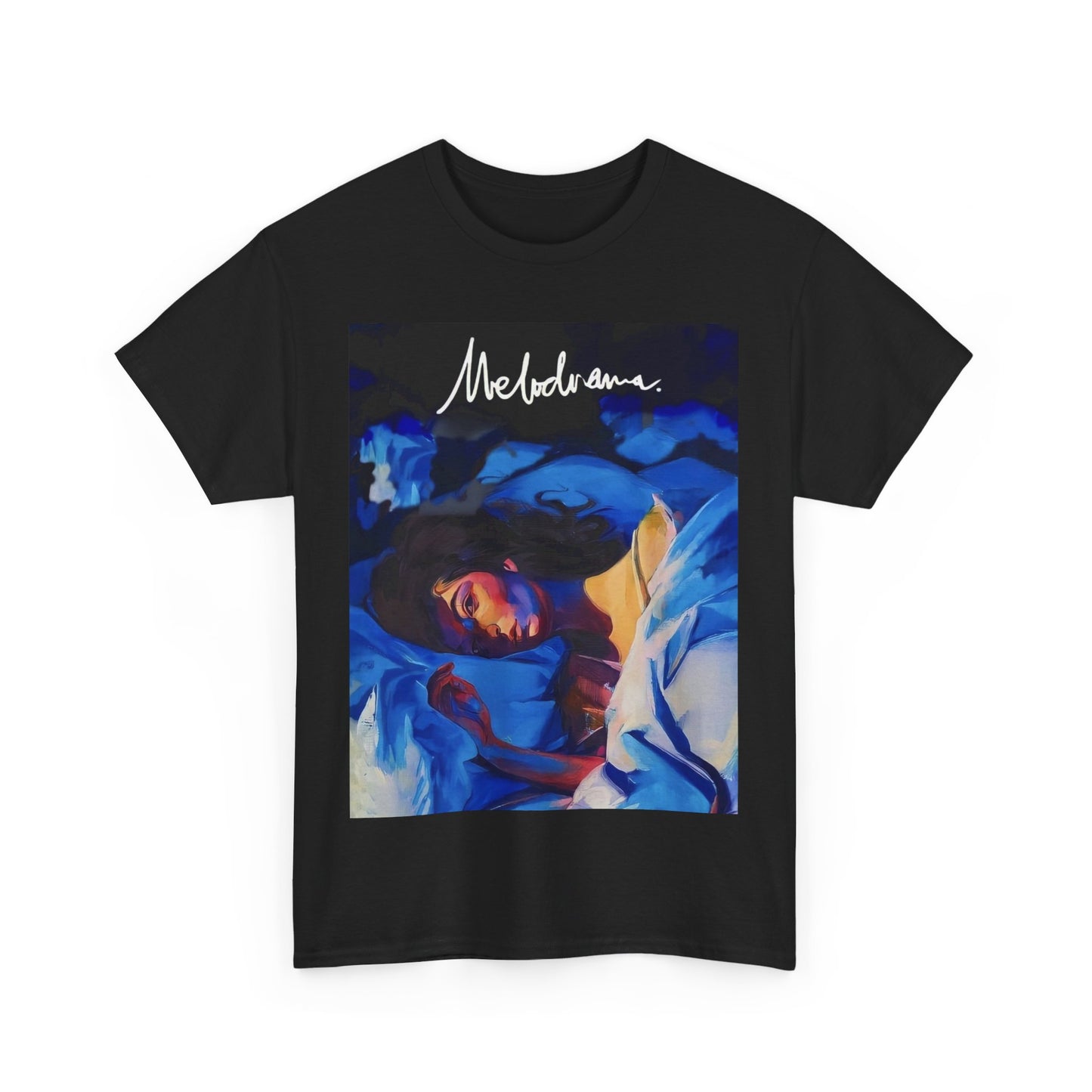 A black graphic t-shirt featuring a graphic related to Lorde's 'Melodrama' album.