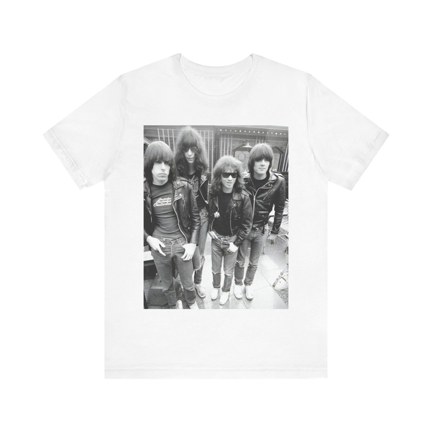 A black graphic t-shirt featuring a retro graphic related to Ramones' 'I Wanna Be Sedated' song or era.