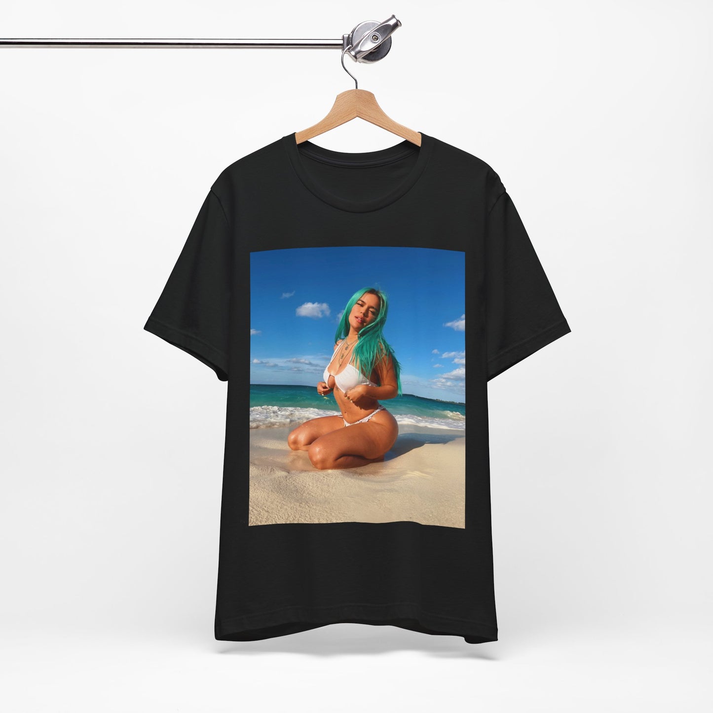 A black graphic t-shirt featuring a graphic related to Karol G's 'Mañana Sera Bonito' album era.