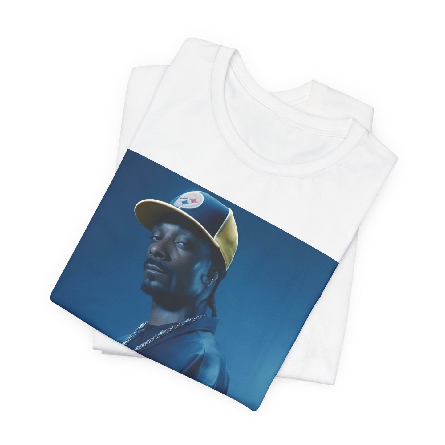 A black graphic t-shirt featuring an authentic West Coast graphic of Snoop Dogg.