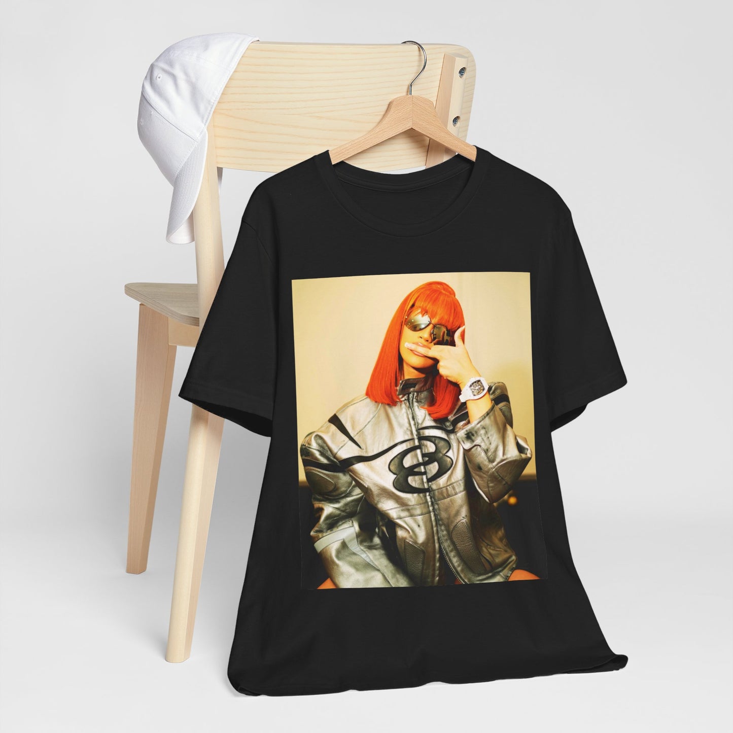 A black graphic t-shirt featuring a graphic of Cardi B in a signature pose.