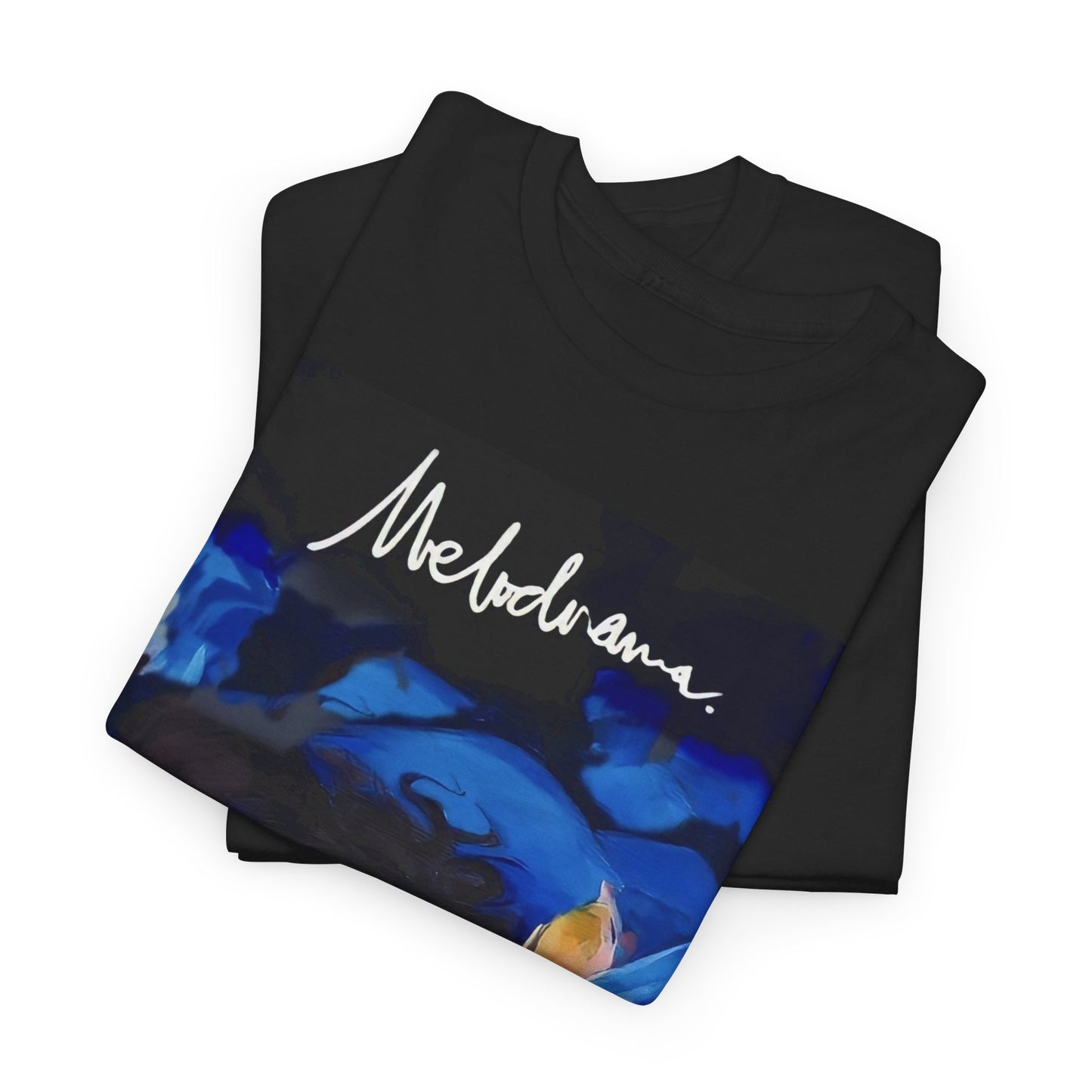 A black graphic t-shirt featuring a graphic related to Lorde's 'Melodrama' album.