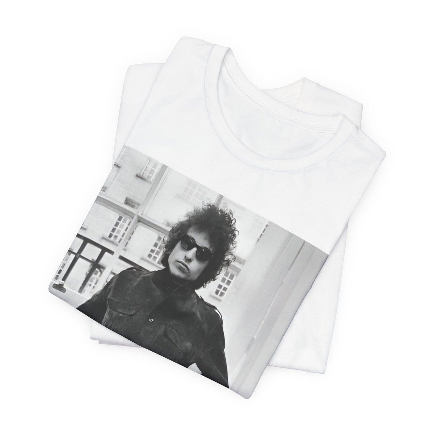 A black graphic t-shirt featuring a graphic related to Bob Dylan's 'Highway 61' era, possibly with album art elements or iconic imagery.
