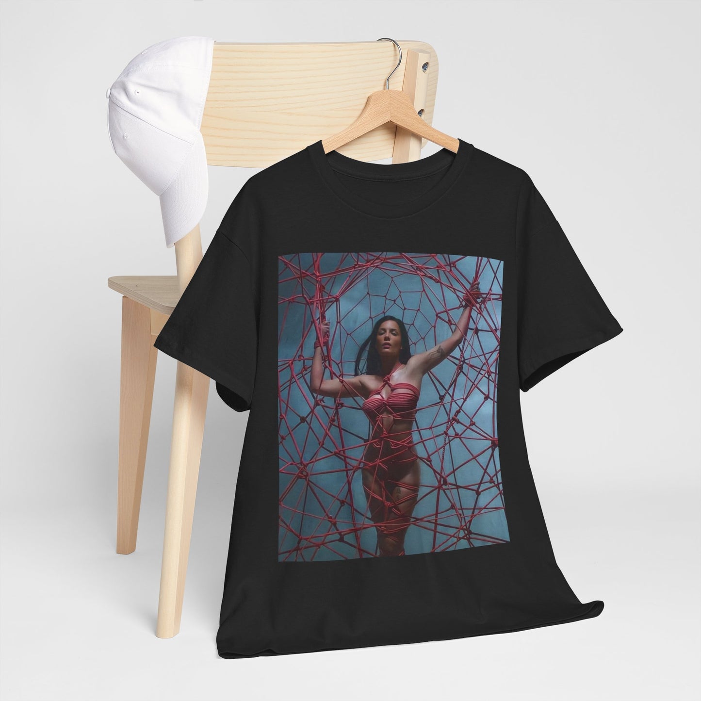 A black graphic t-shirt featuring an aesthetic music graphic related to Halsey.