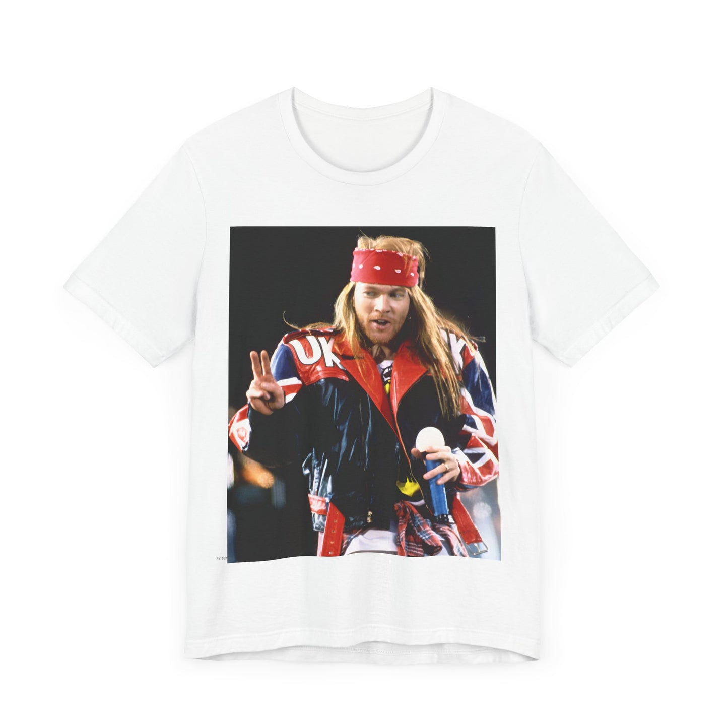 A black graphic t-shirt featuring a graphic related to Guns N' Roses' 1992 UK Live Wembley concert.