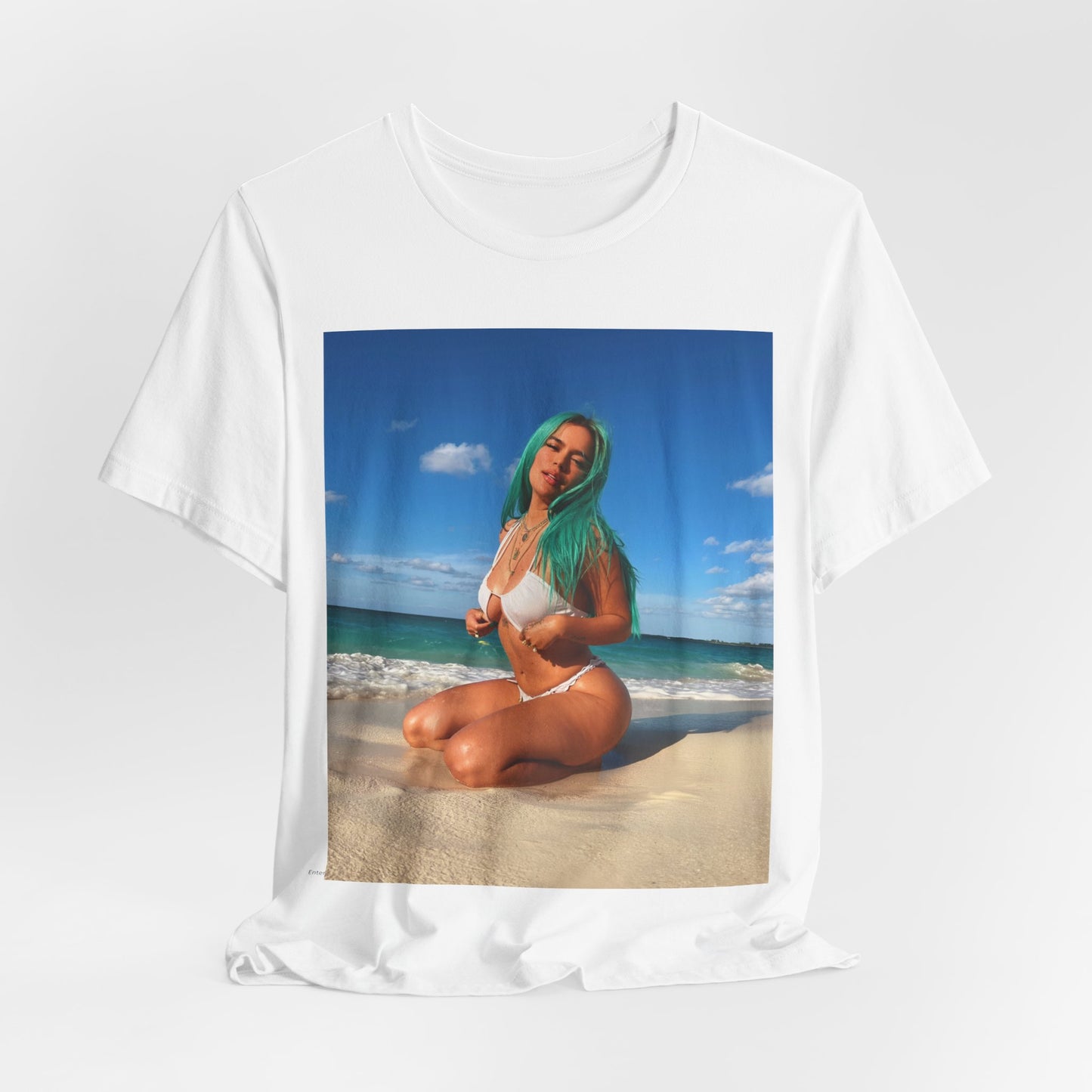 A black graphic t-shirt featuring a graphic related to Karol G's 'Mañana Sera Bonito' album era.