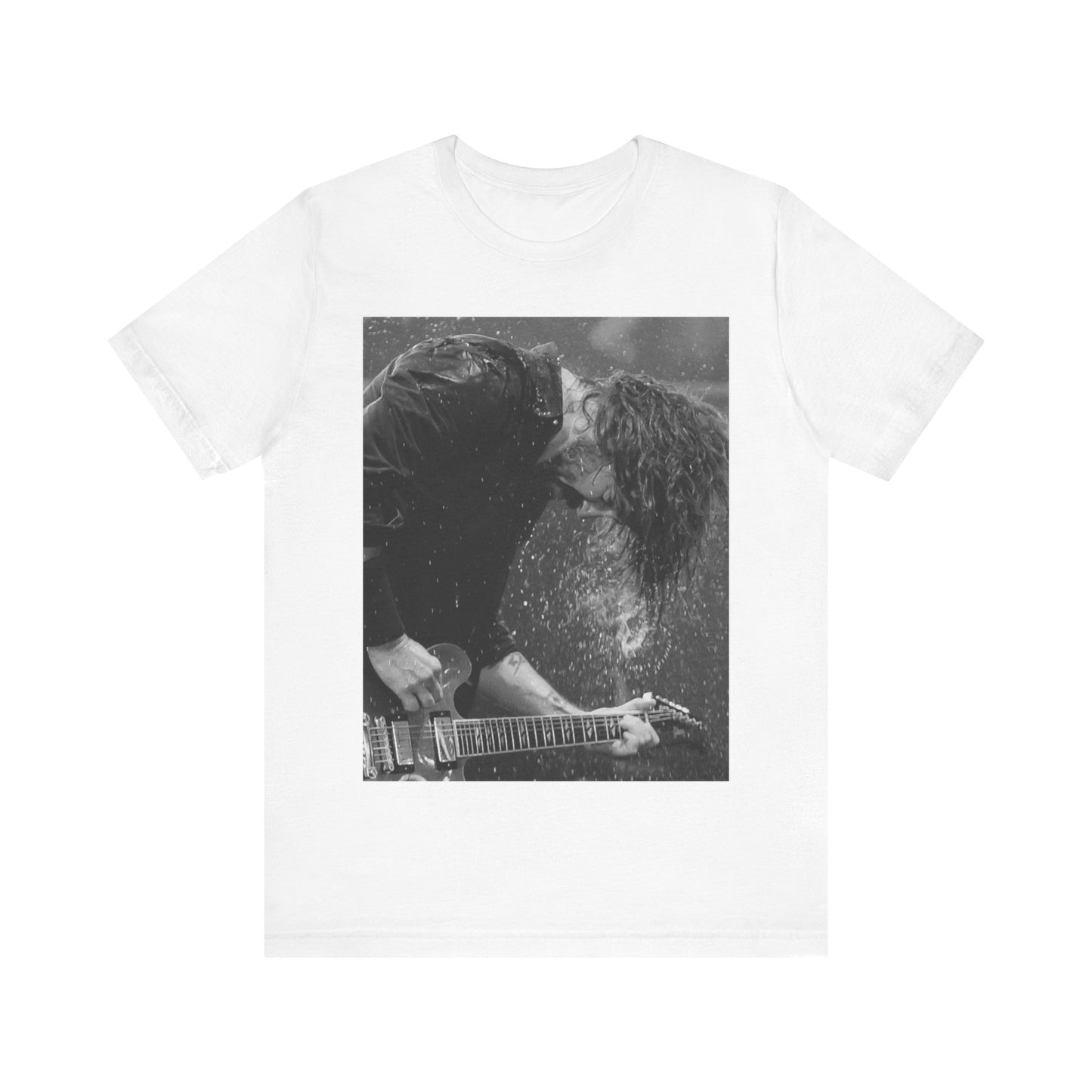 A black graphic t-shirt featuring a graphic of Dave Grohl from Foo Fighters, emphasizing his fierce on-stage presence.