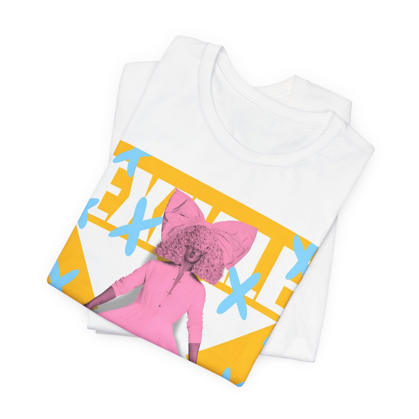 A black graphic t-shirt featuring a graphic related to Sia's 'Exhale' theme or lyrics.