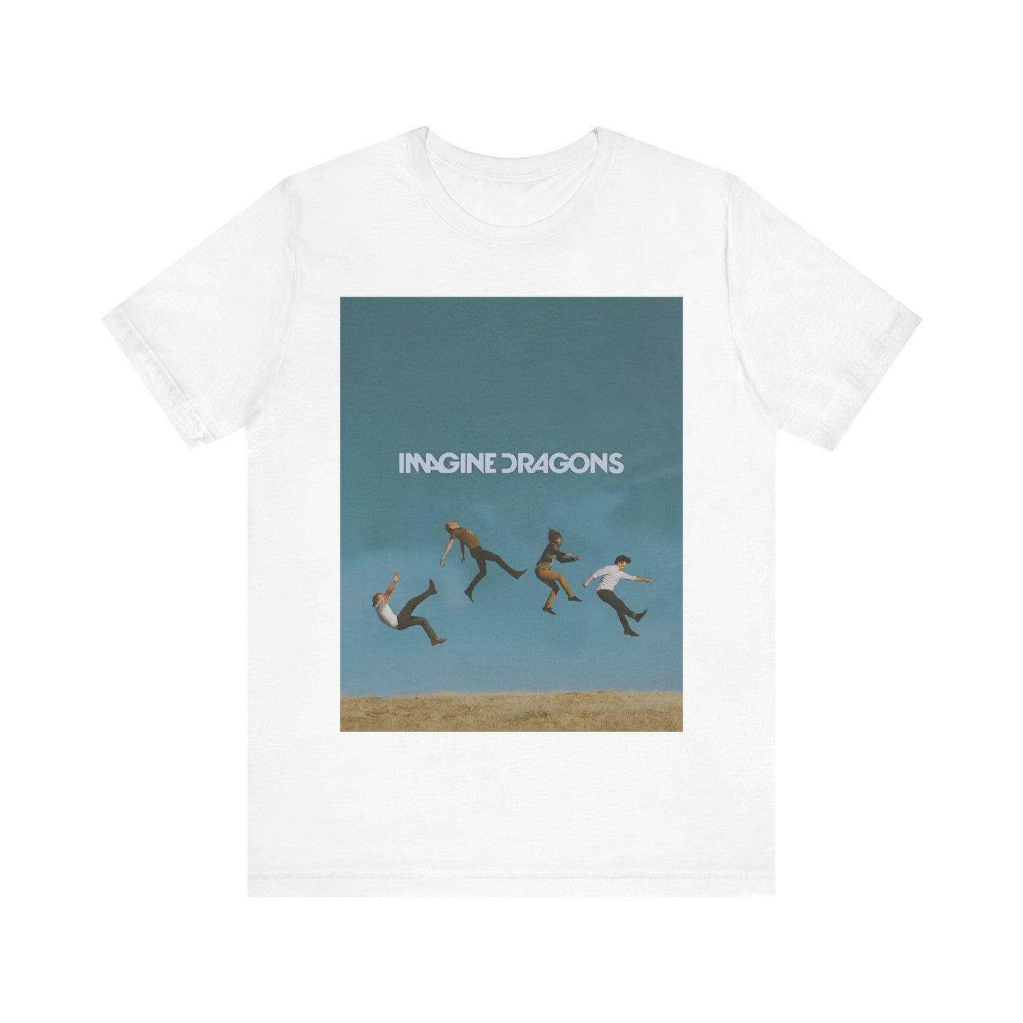 A black graphic t-shirt featuring an artistic or aesthetic graphic of Imagine Dragons.