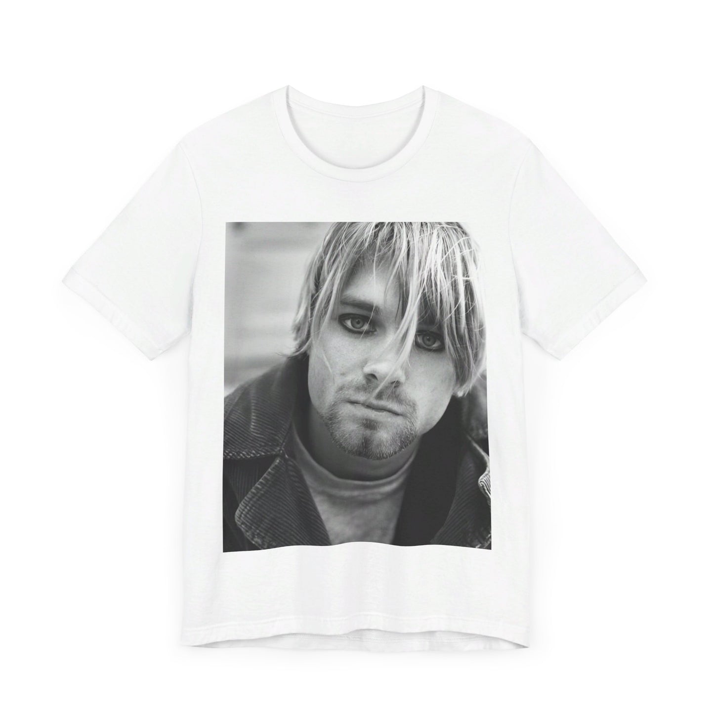 A black graphic t-shirt featuring a classic 90s alt rock graphic of Nirvana.