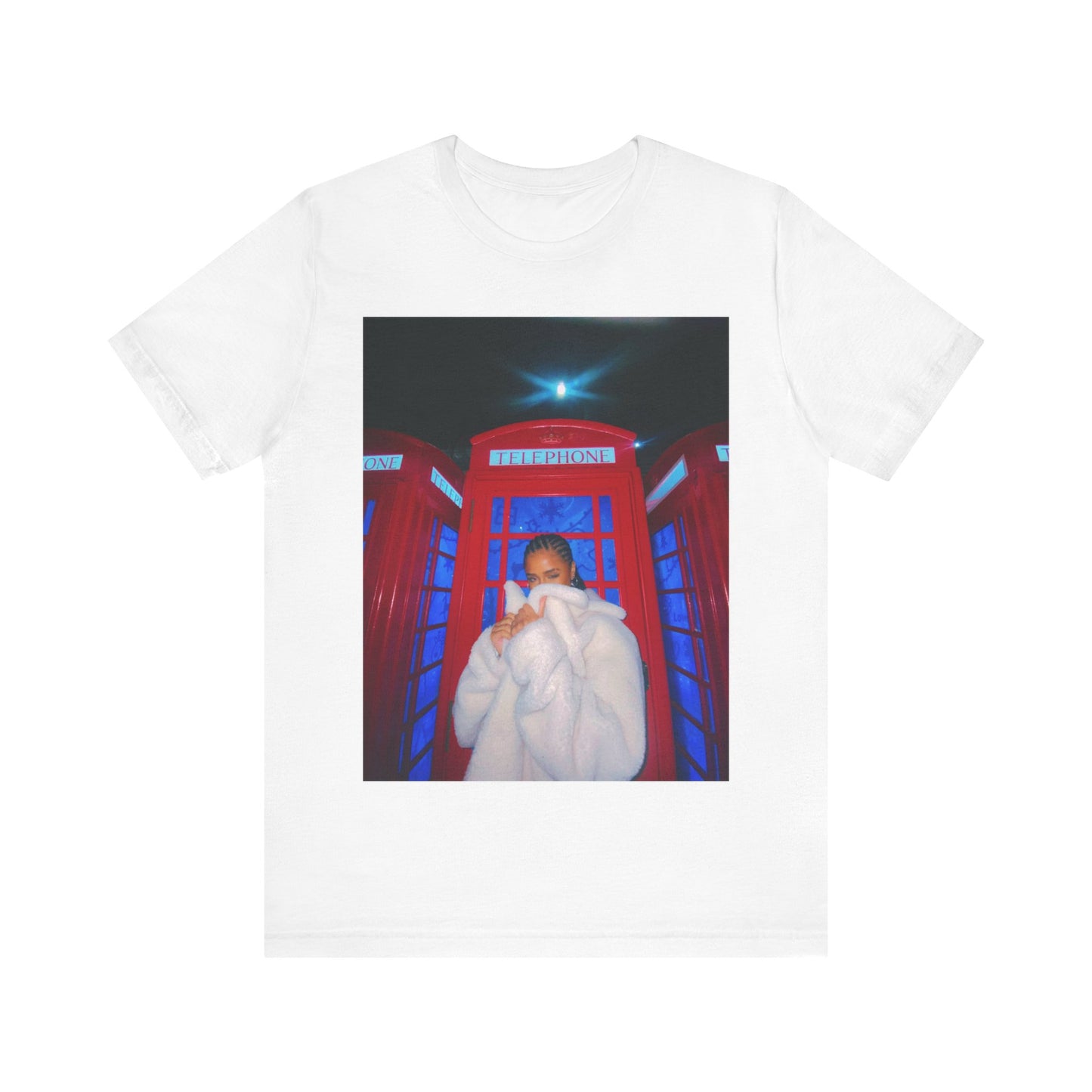 A black graphic t-shirt featuring a rhythmic dance pop graphic of Tyla.