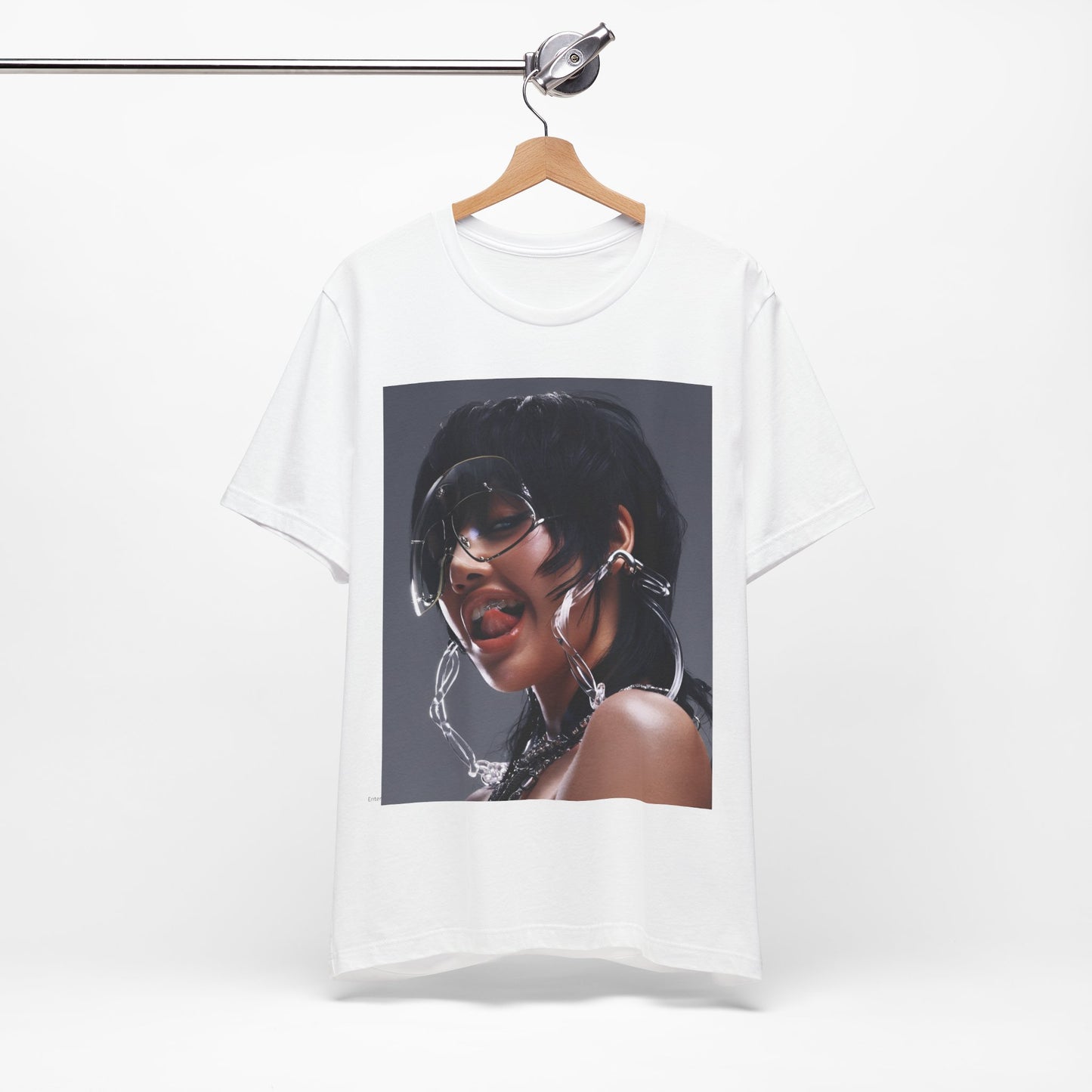 A black graphic t-shirt featuring a vintage K-Pop icon graphic of Lisa.