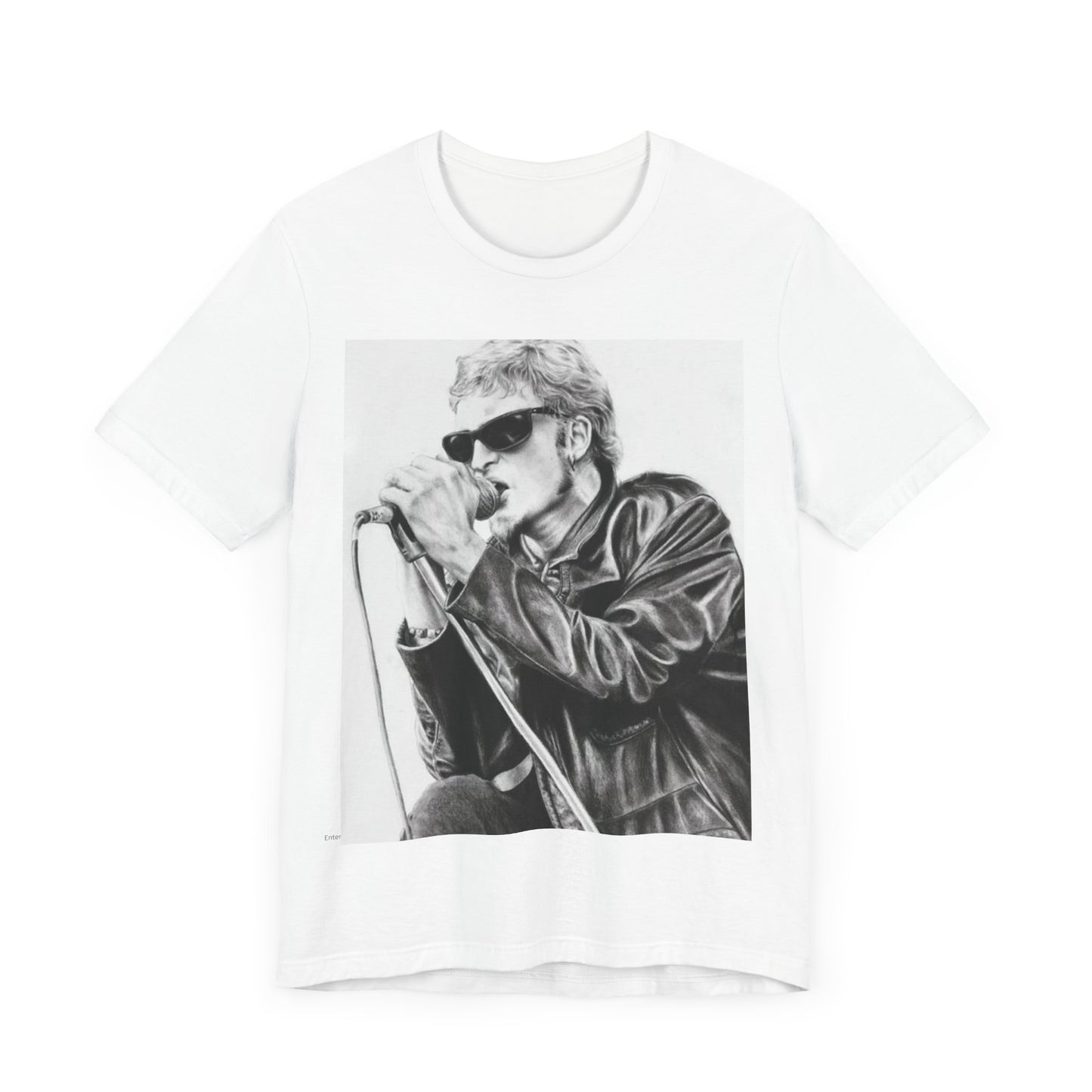 A black graphic t-shirt featuring a photo of Layne Staley from Alice In Chains performing live in concert, showing his intense stage presence.