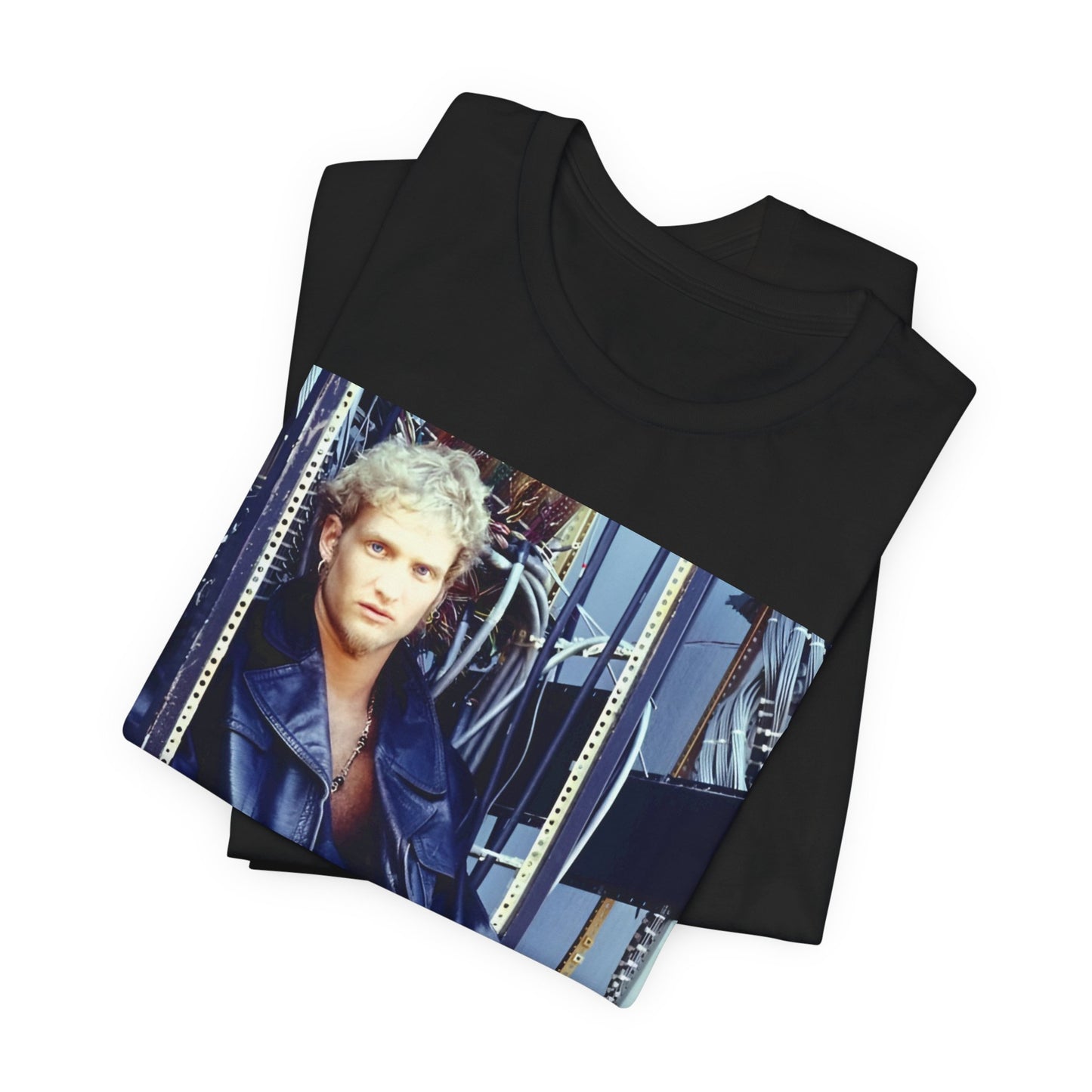 A black graphic t-shirt featuring a 90s-style graphic of Layne Staley from Alice In Chains, possibly a portrait or performance image.