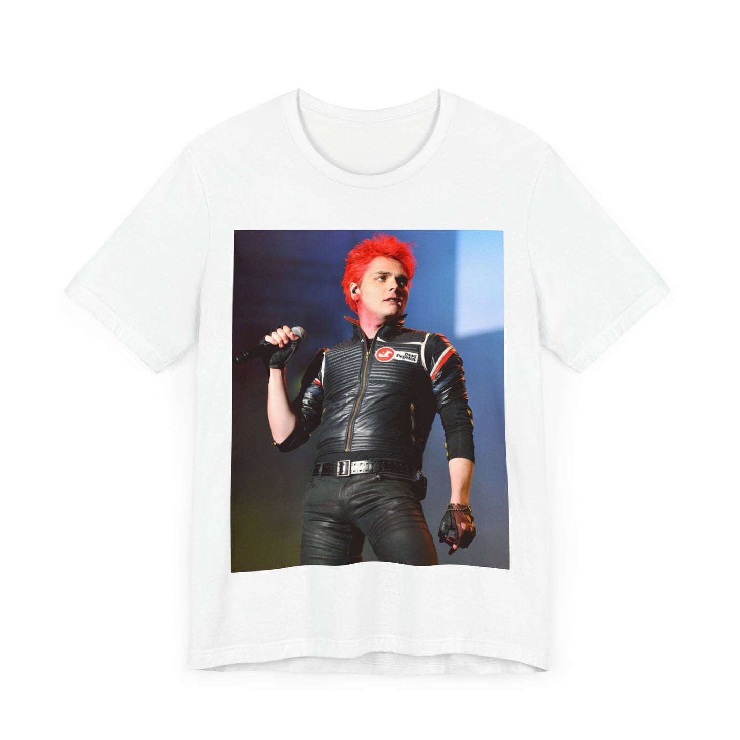 A black graphic t-shirt featuring a graphic related to My Chemical Romance's emo revival era.