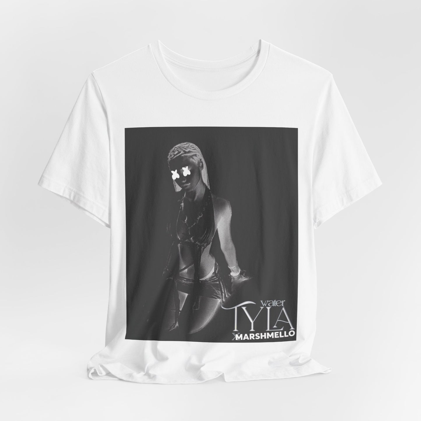 A black graphic t-shirt featuring a vintage amapiano icon graphic of Tyla.