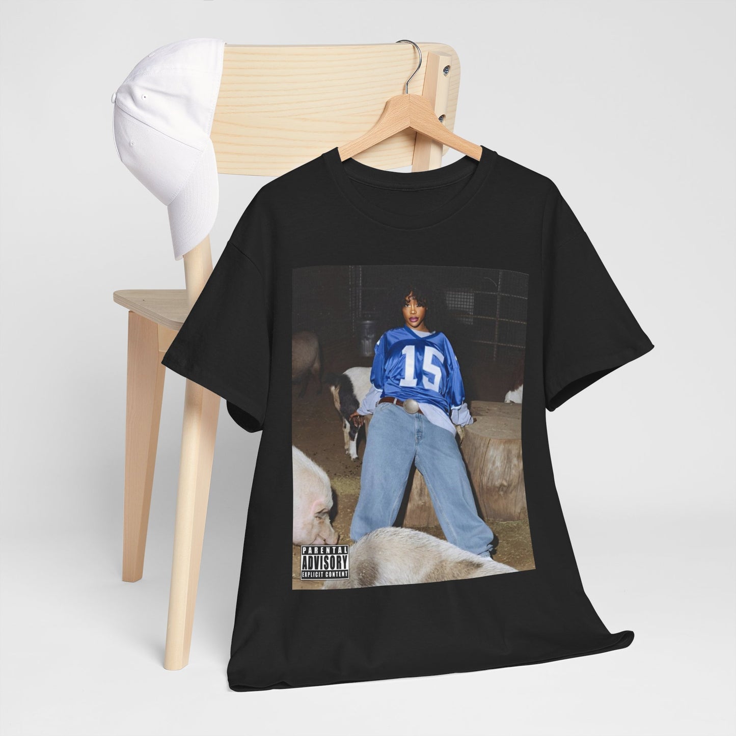 A black graphic t-shirt featuring a graphic related to SZA's 'LANA' album era.