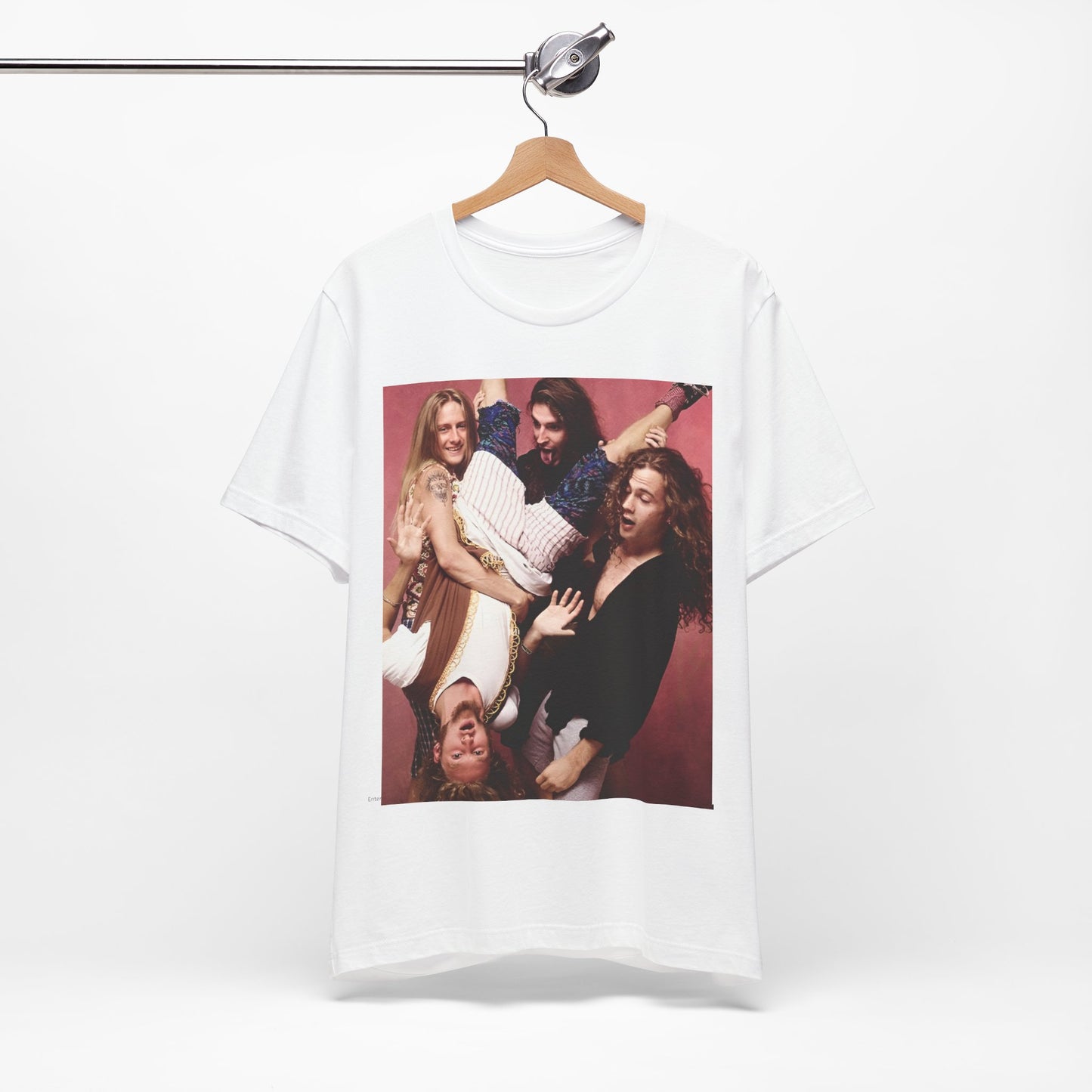 A black graphic t-shirt featuring a humorous or candid photo/illustration of Alice In Chains band members from the 90s alt-rock era.
