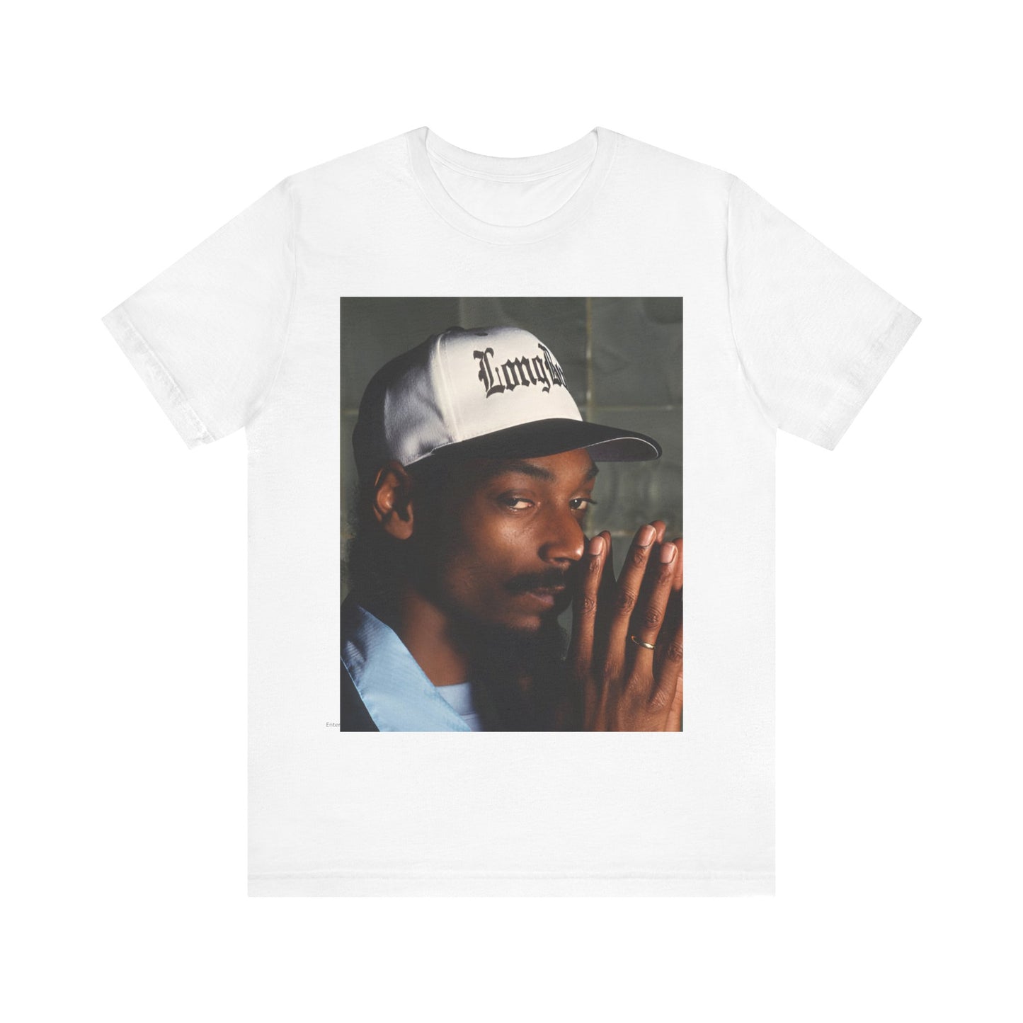 A black graphic t-shirt featuring a graphic of Snoop Dogg with a boxy 'Doggfather' vibe.