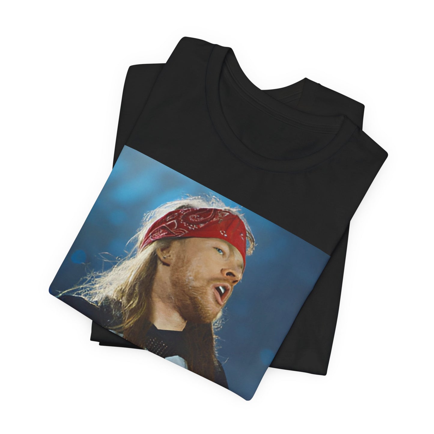 A black graphic t-shirt featuring a graphic related to Guns N' Roses' 'Don't Cry' song or era from the 90s.