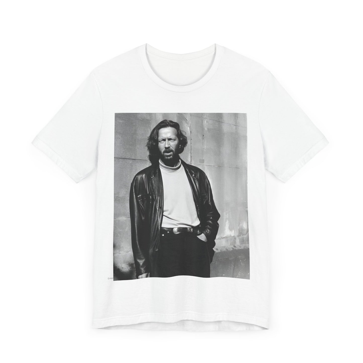 A black graphic t-shirt featuring a retro graphic related to Eric Clapton's 'Cocaine' song or era.