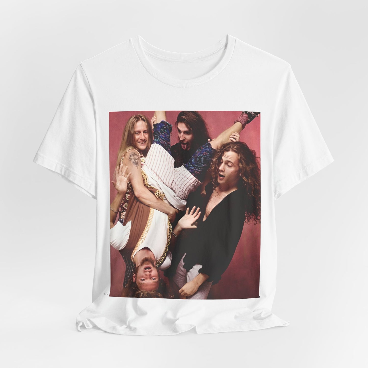 A black graphic t-shirt featuring a humorous or candid photo/illustration of Alice In Chains band members from the 90s alt-rock era.