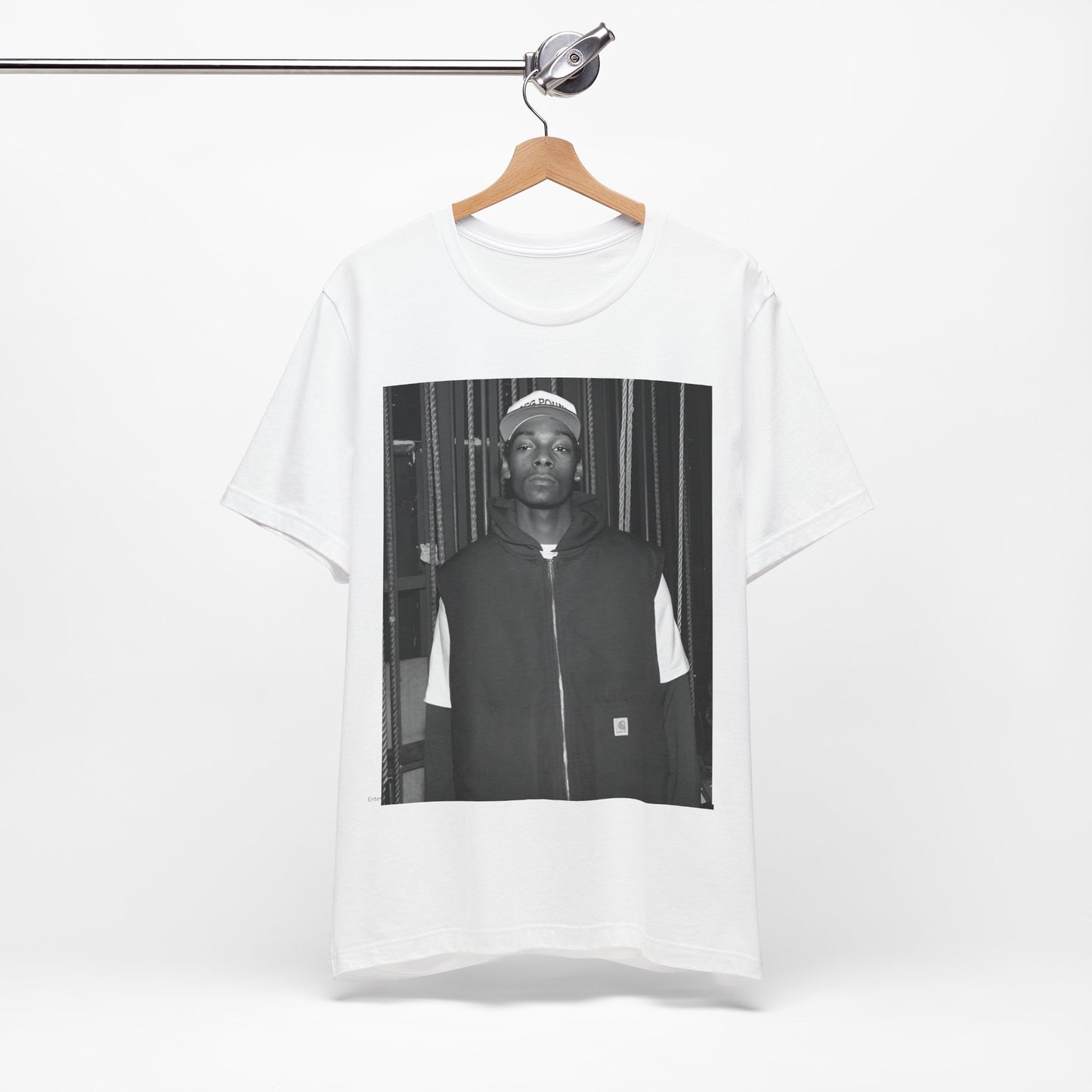 A black graphic t-shirt featuring a graphic of Snoop Dogg emphasizing a rebellious spirit.