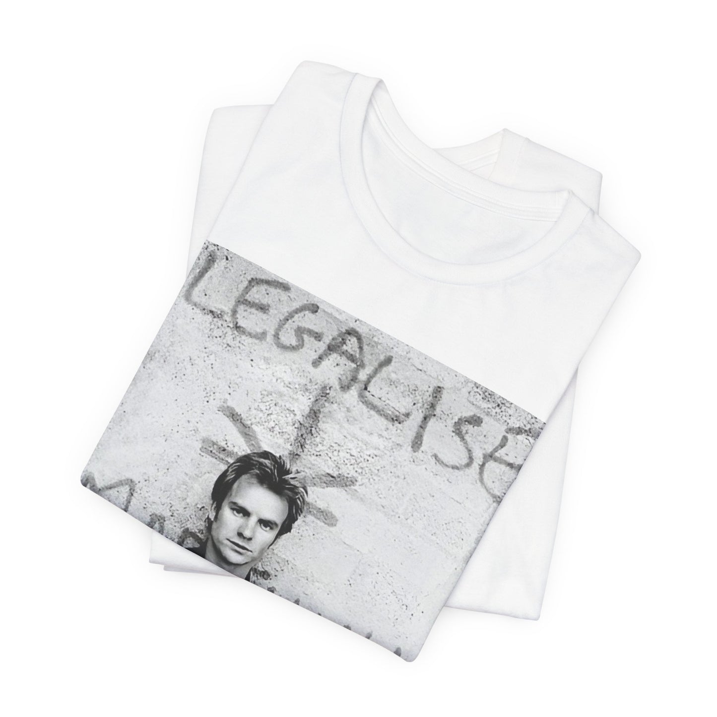 A black graphic t-shirt featuring a graphic of The Police with reggae-influenced pop elements.
