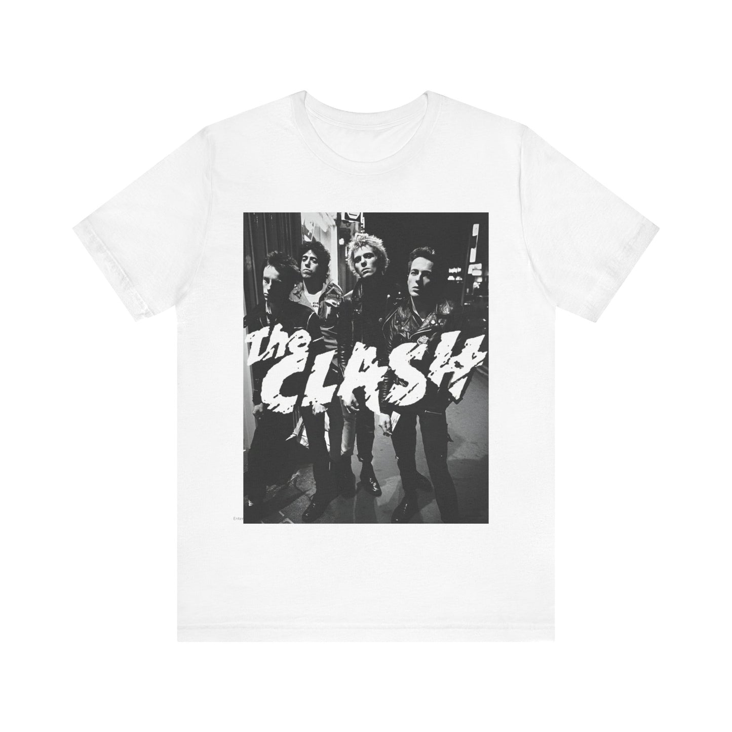 A black graphic t-shirt featuring a graphic related to The Clash's 'London Calling' album era.