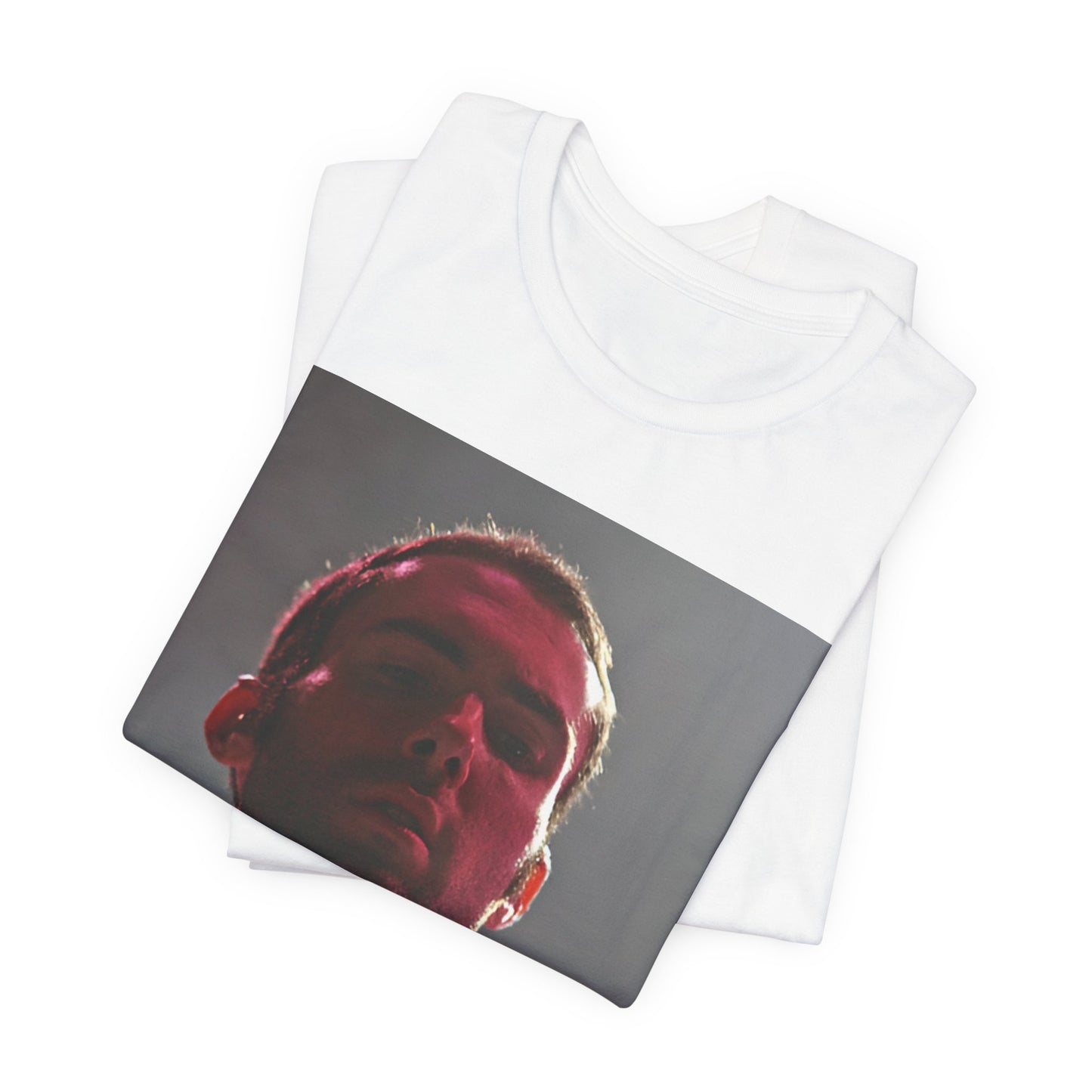 A graphic design inspired by the cover art and color palette of Maroon 5's debut album, "Songs About Jane," on a t-shirt.