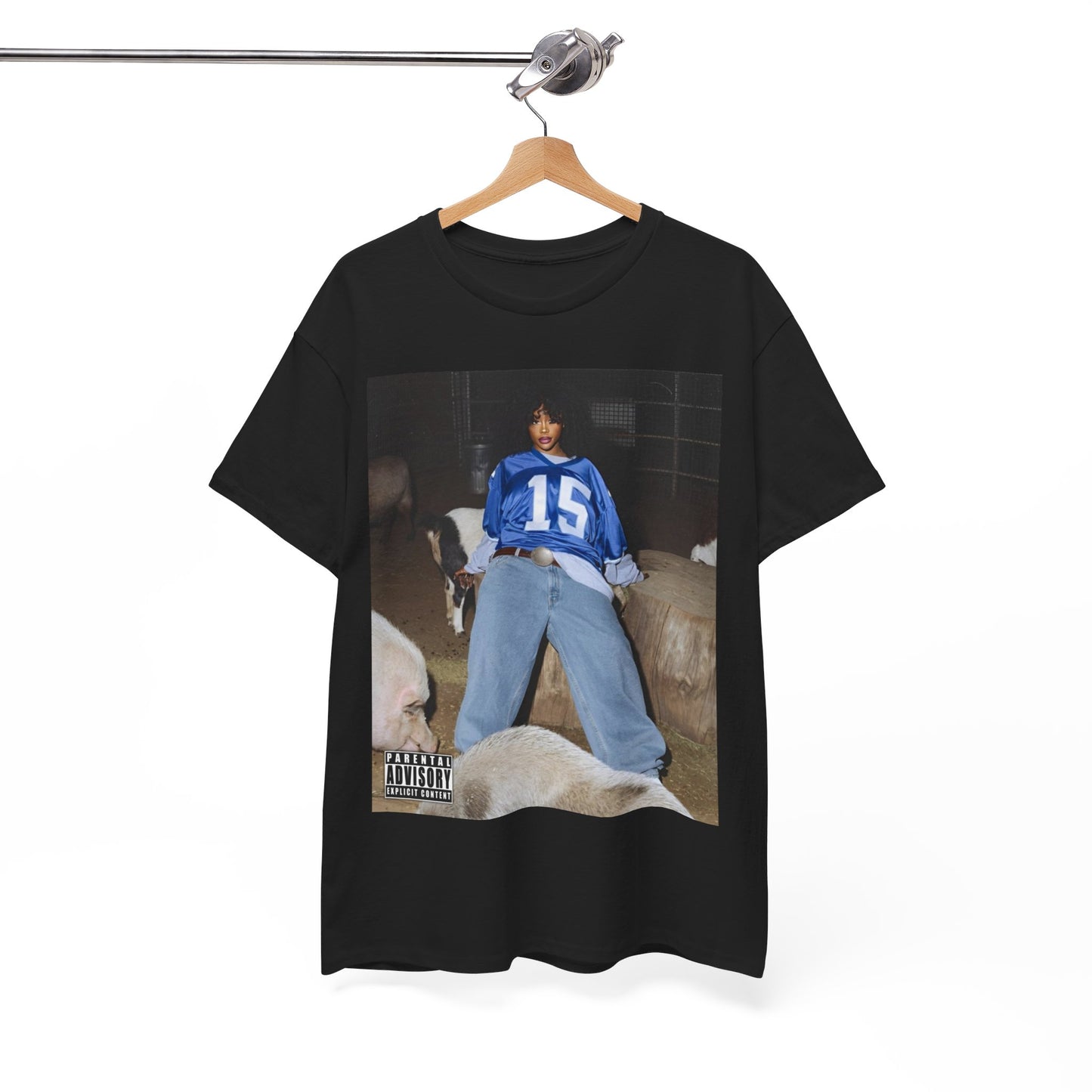 A black graphic t-shirt featuring a graphic related to SZA's 'LANA' album era.