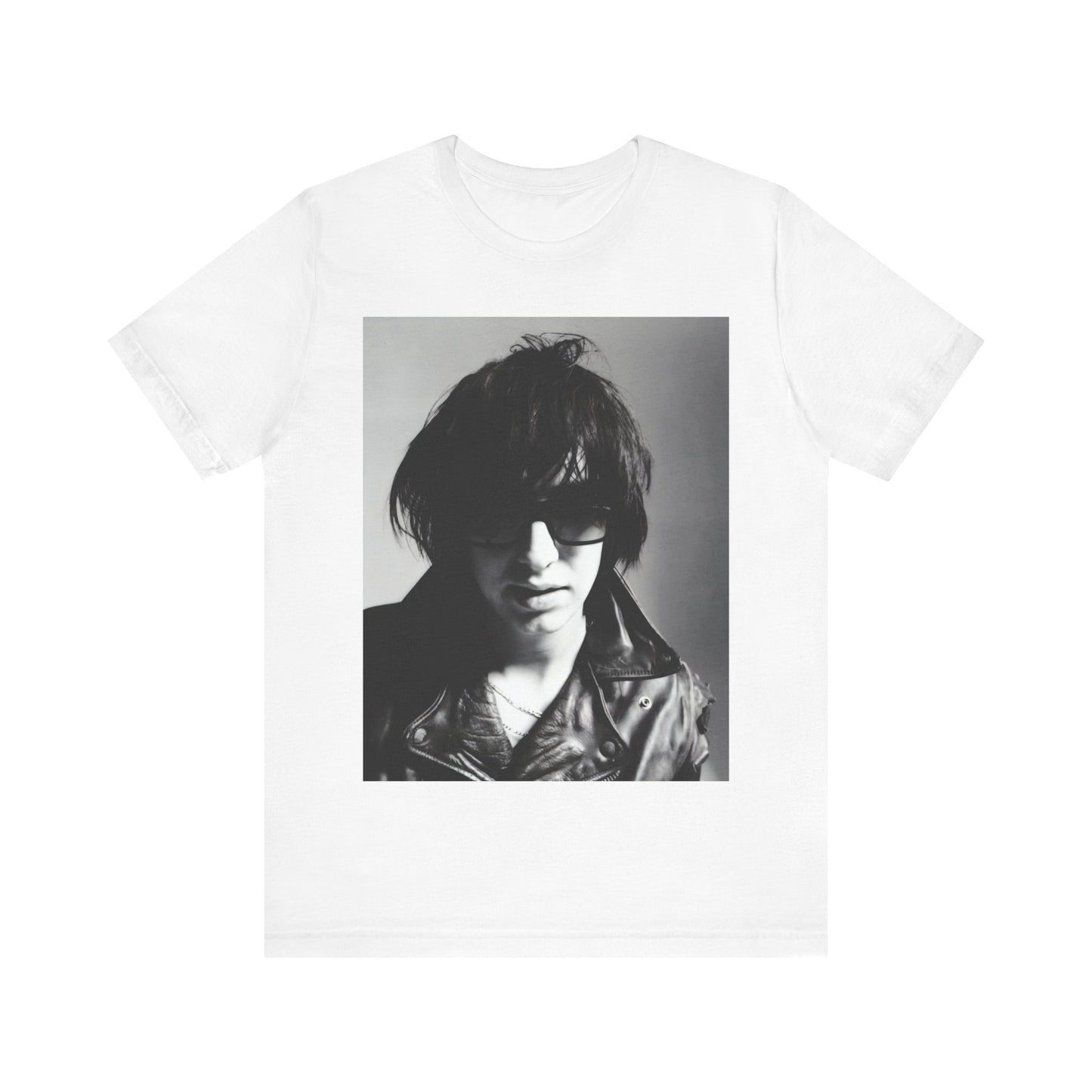 A black graphic t-shirt featuring a graphic related to The Strokes' 'Reptilia' song or era.
