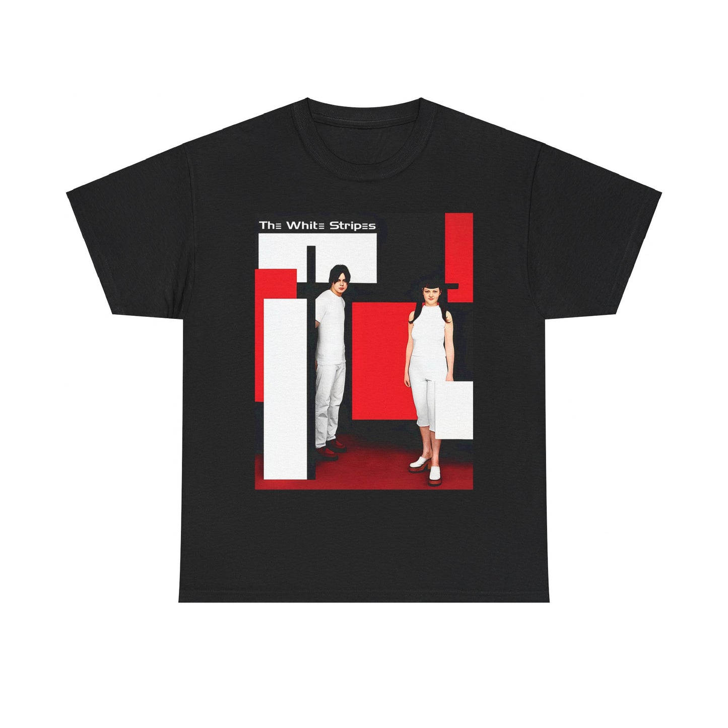 A black graphic t-shirt featuring an unapologetic raw rock graphic of The White Stripes.