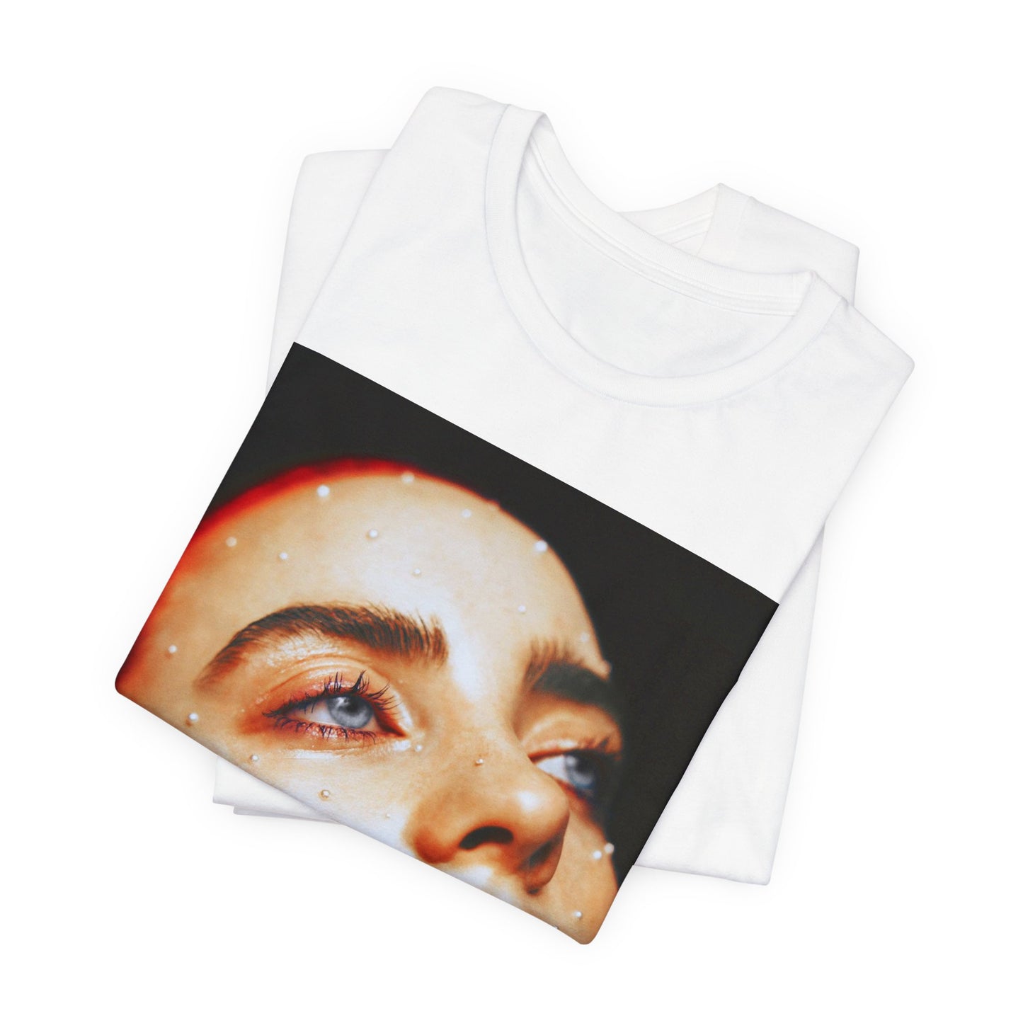 A collage-style graphic t-shirt representing Billie Eilish as a multifaceted icon for Gen-Z.