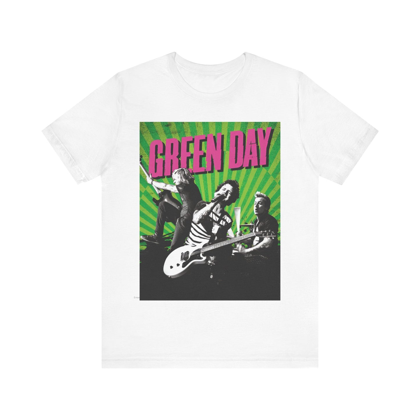 A black graphic t-shirt featuring a graphic related to Green Day's 'Basket Case' song.