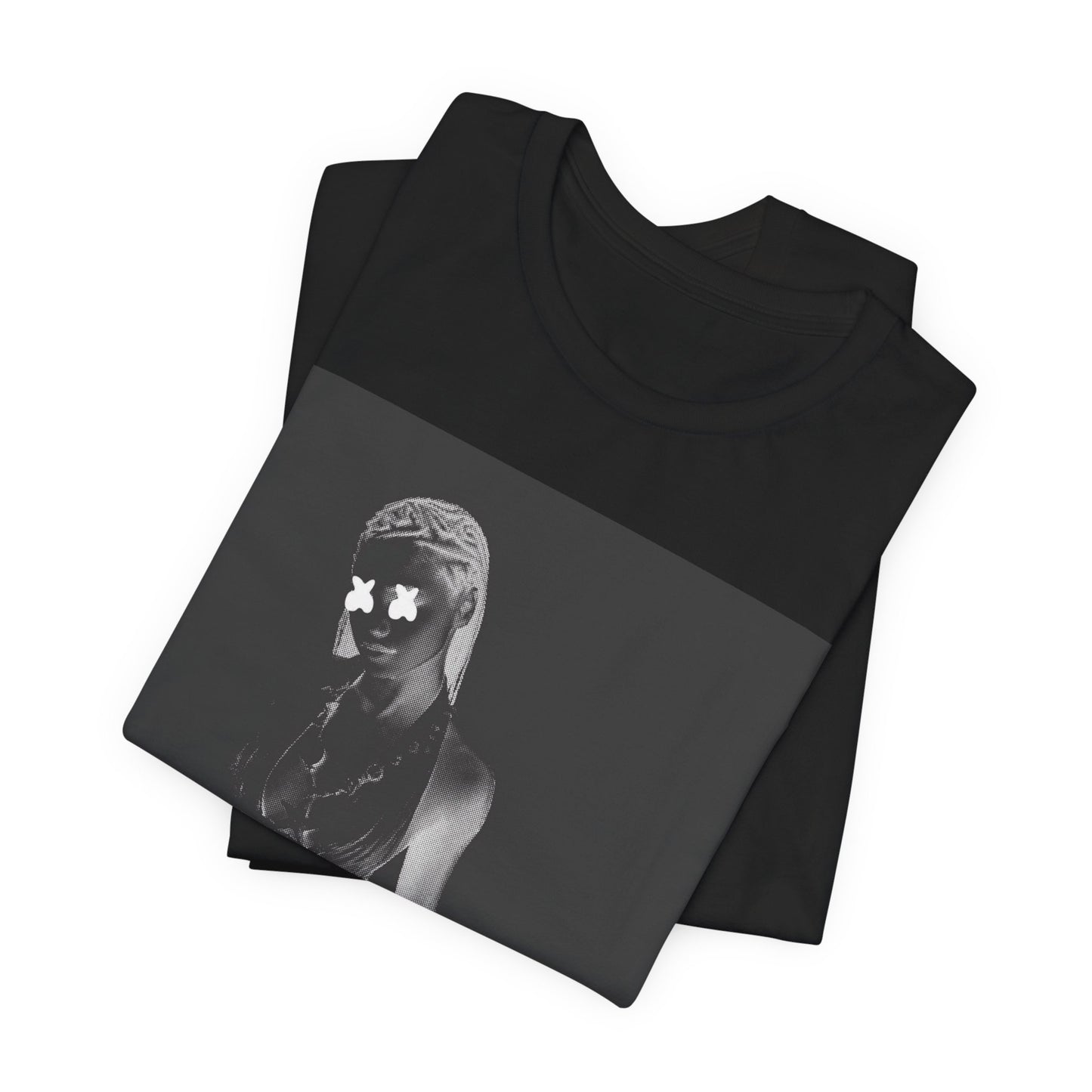 A black graphic t-shirt featuring a vintage amapiano icon graphic of Tyla.