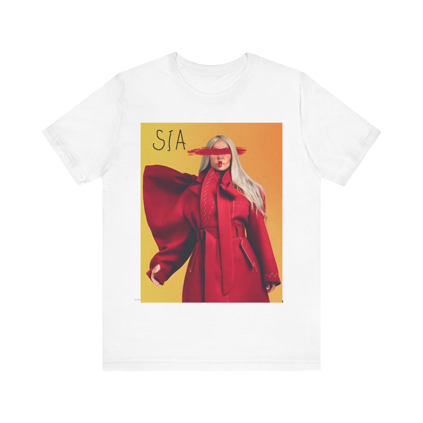 A black graphic t-shirt featuring a retro graphic related to Sia's '1000 Forms of Fear' album era.