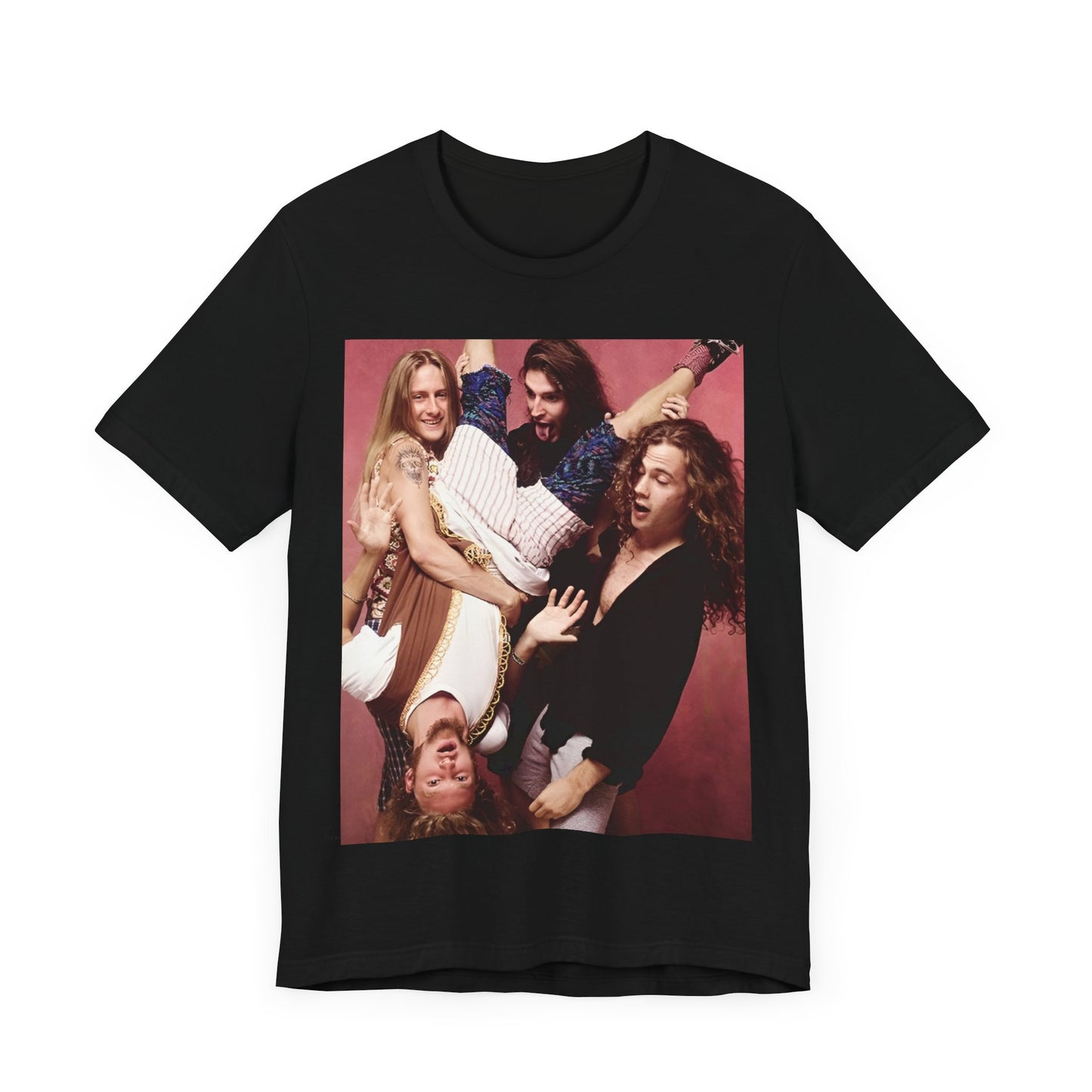 A black graphic t-shirt featuring a humorous or candid photo/illustration of Alice In Chains band members from the 90s alt-rock era.