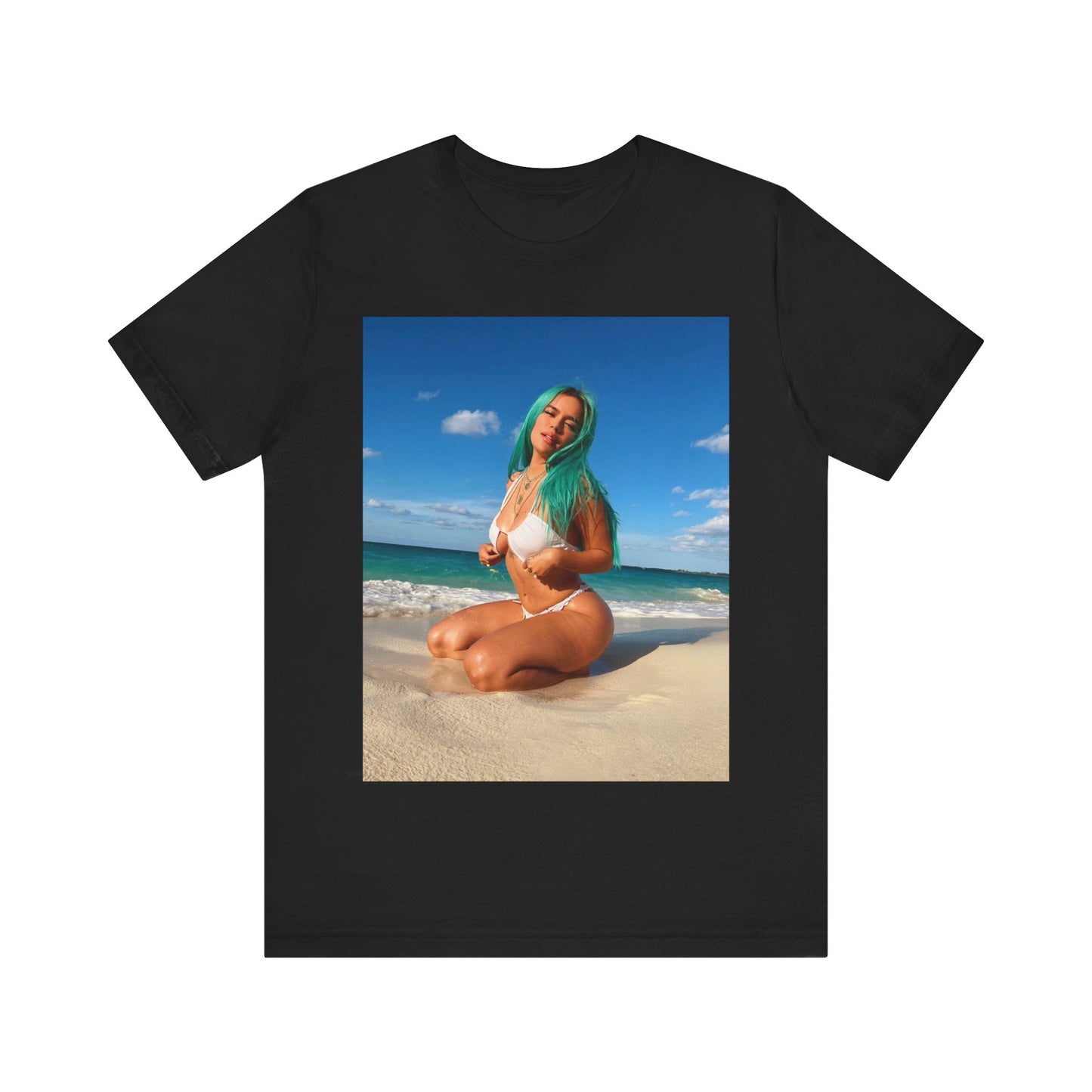 A black graphic t-shirt featuring a graphic related to Karol G's 'Mañana Sera Bonito' album era.