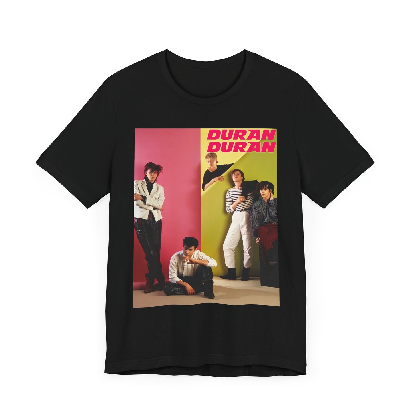 A black graphic t-shirt featuring a graphic related to Duran Duran's 'Rio' album era.