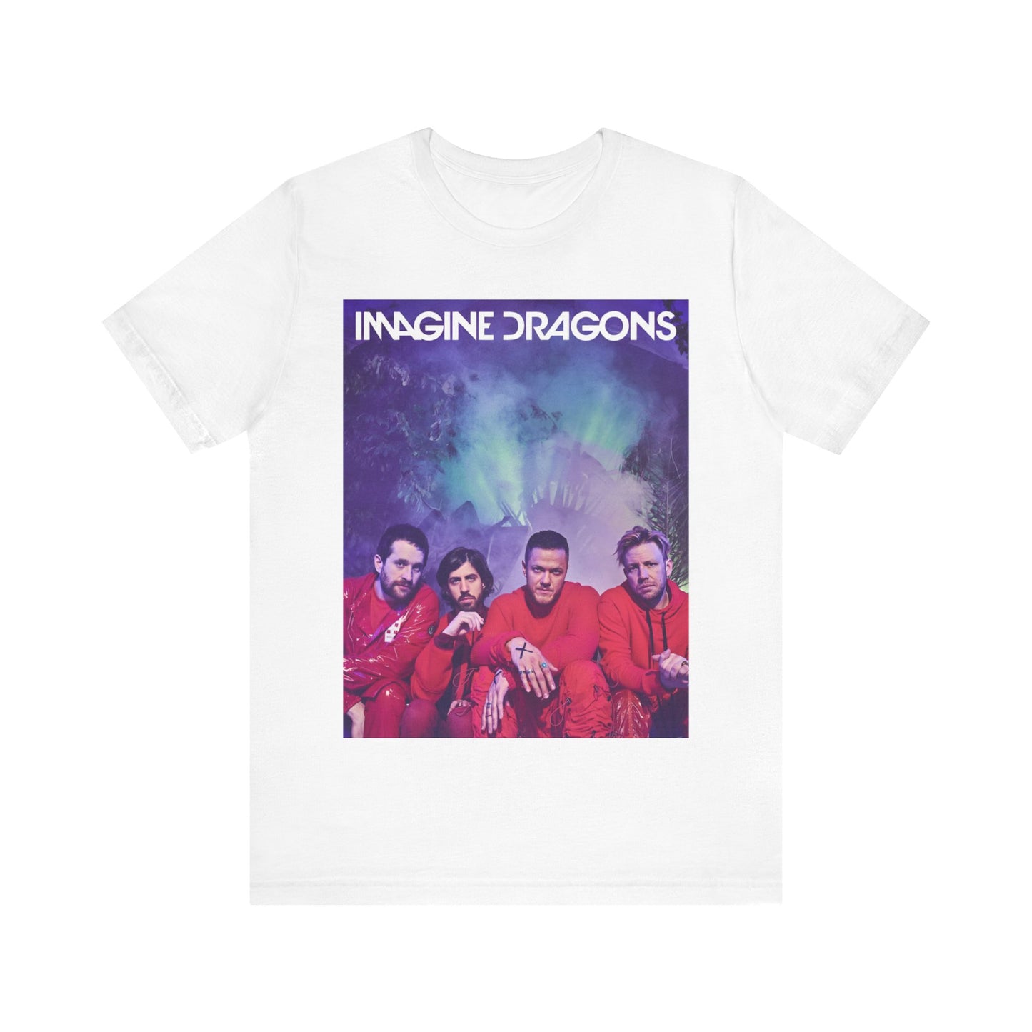 A black graphic t-shirt featuring a vintage alt rock sound graphic of Imagine Dragons.